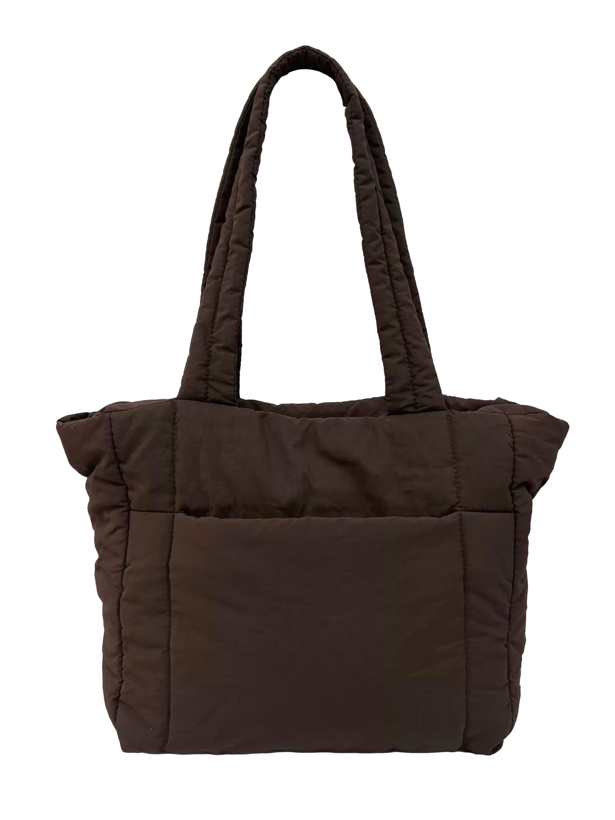 Brown Nylon Puffer Tote Bag CSN