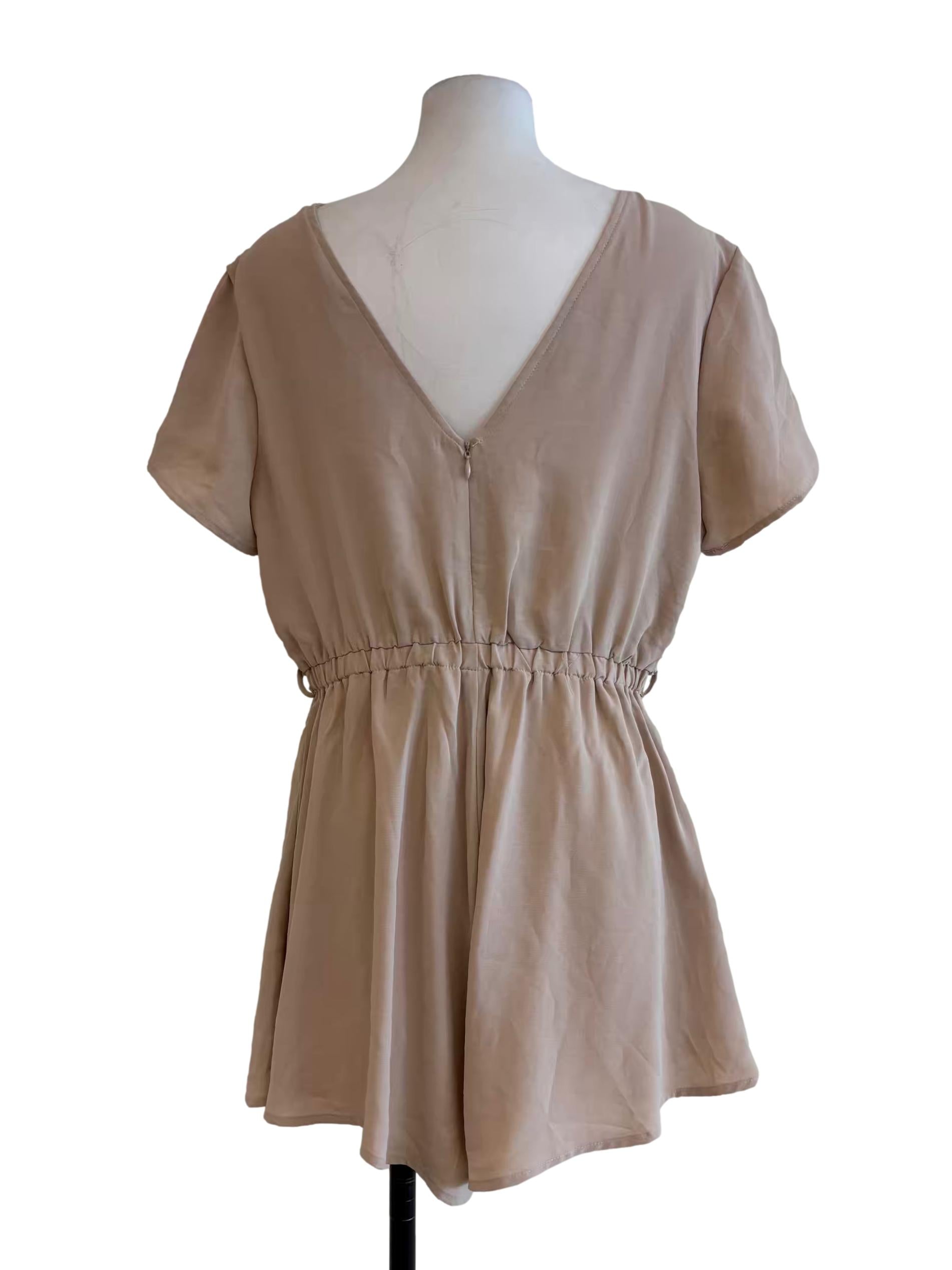 Latte Beige Short Sleeve Romper