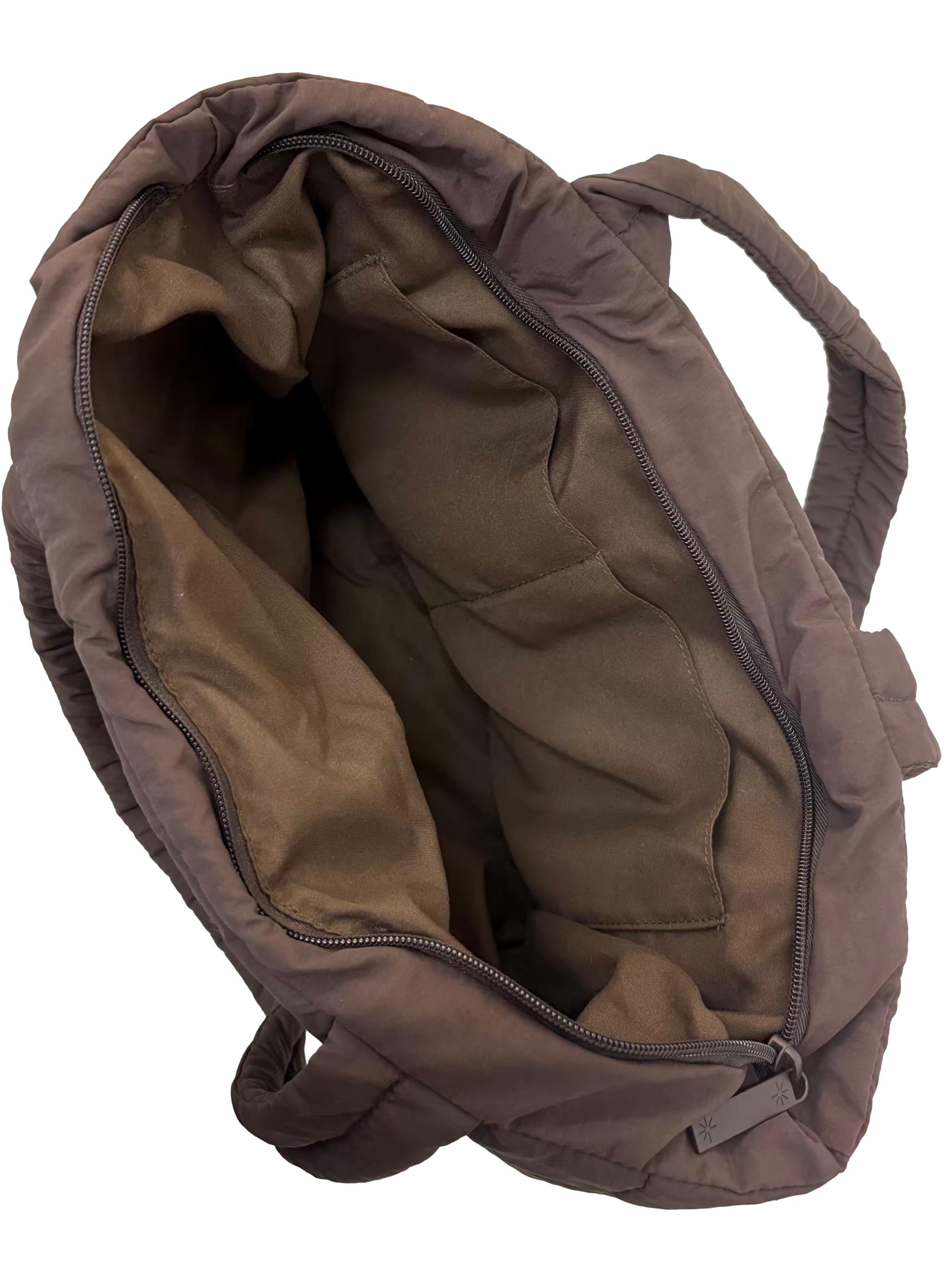 Brown Nylon Puffer Tote Bag CSN