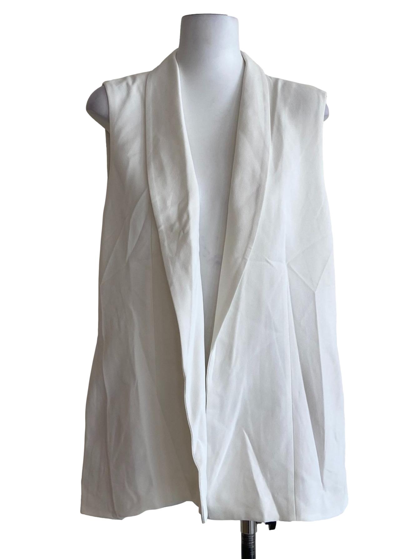 White Sleeveless Draped Vest