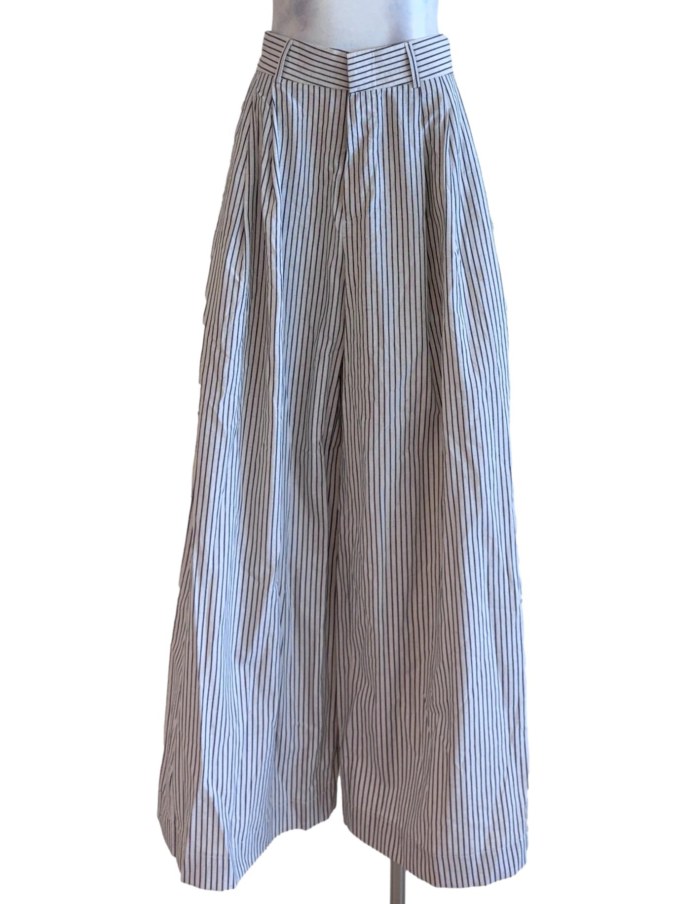 White Stripes Linen Pants