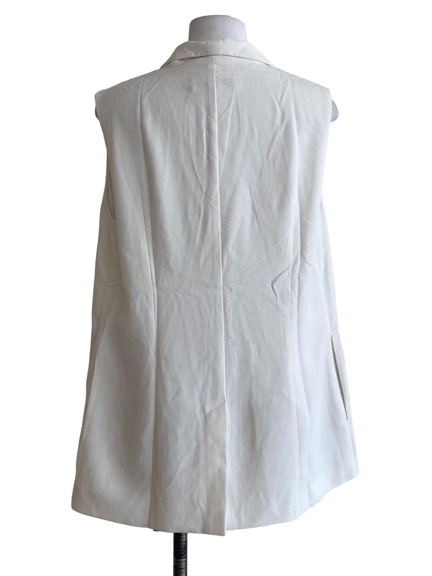 White Sleeveless Draped Vest