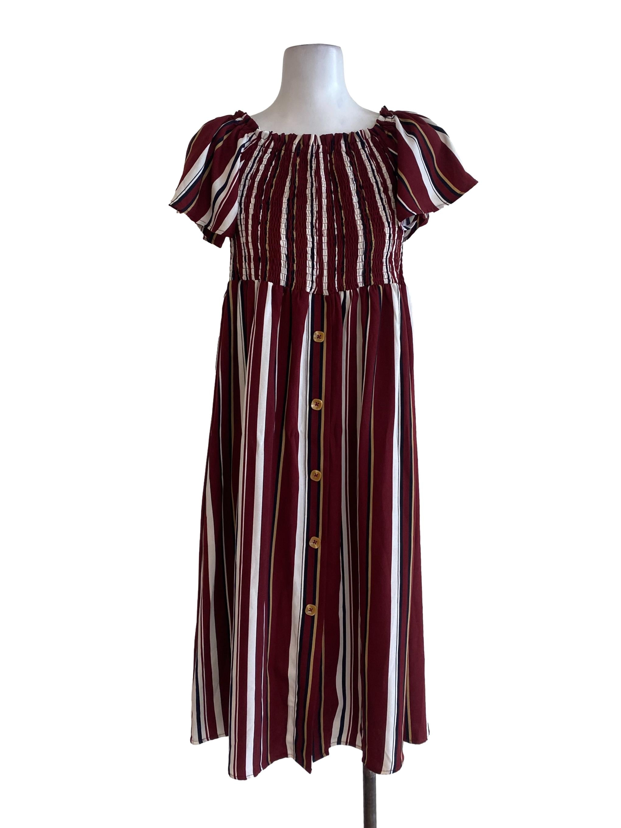 Maroon Striped Dress