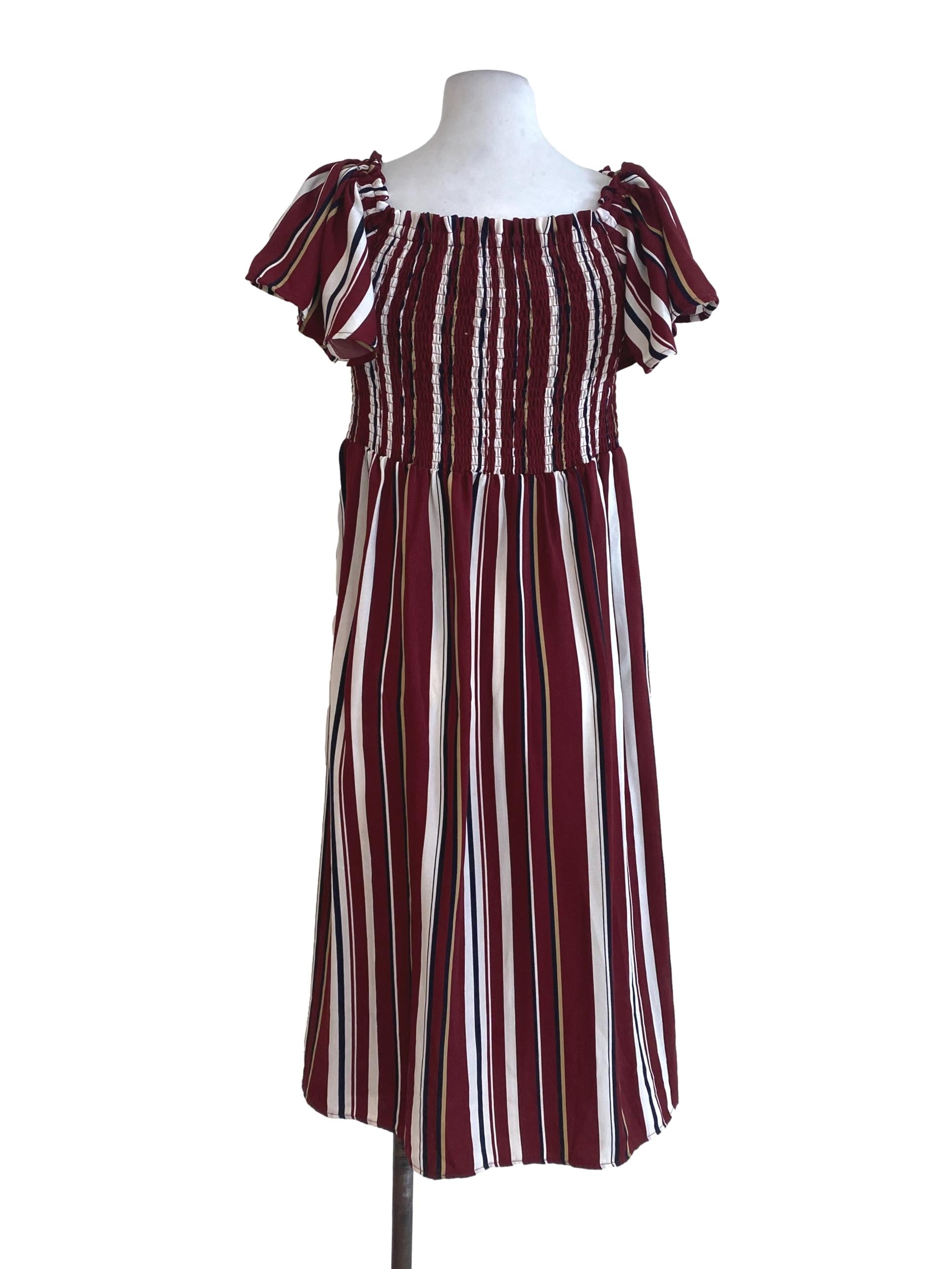 Maroon Striped Dress