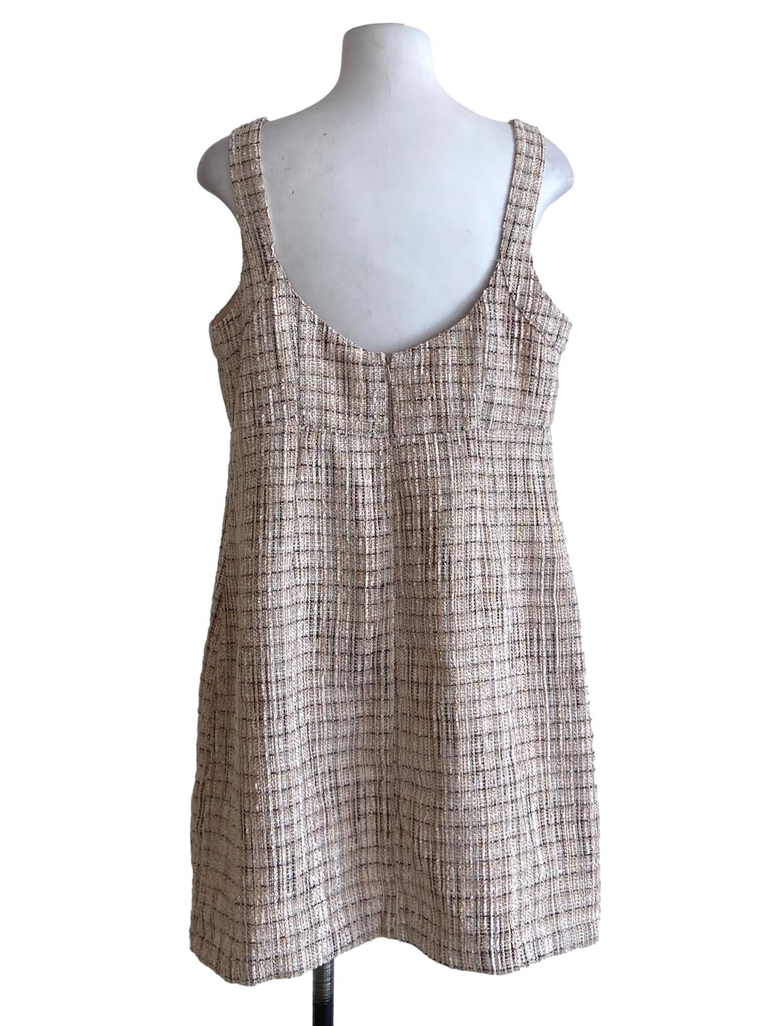 Parchment Beige Apron Tweed Mini Dress