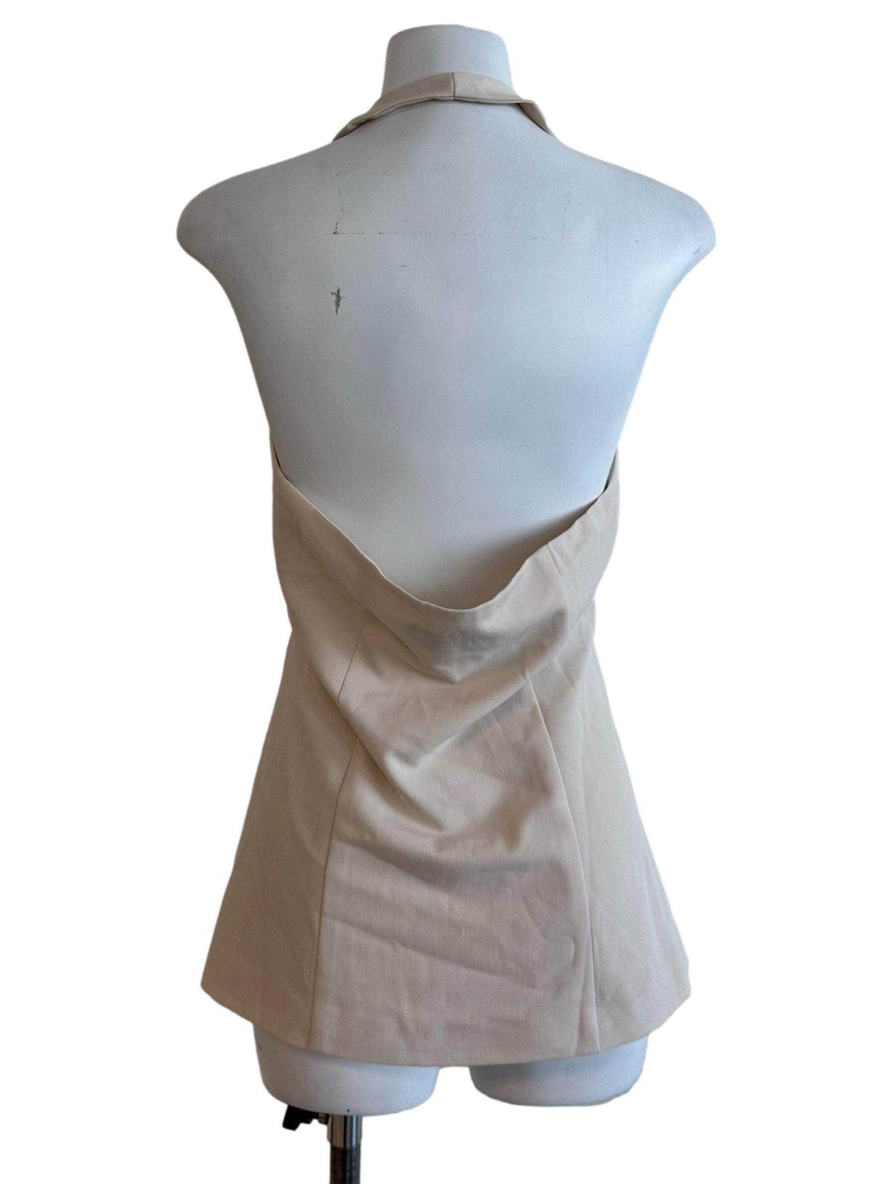Sand Beige V Neck Halter Top