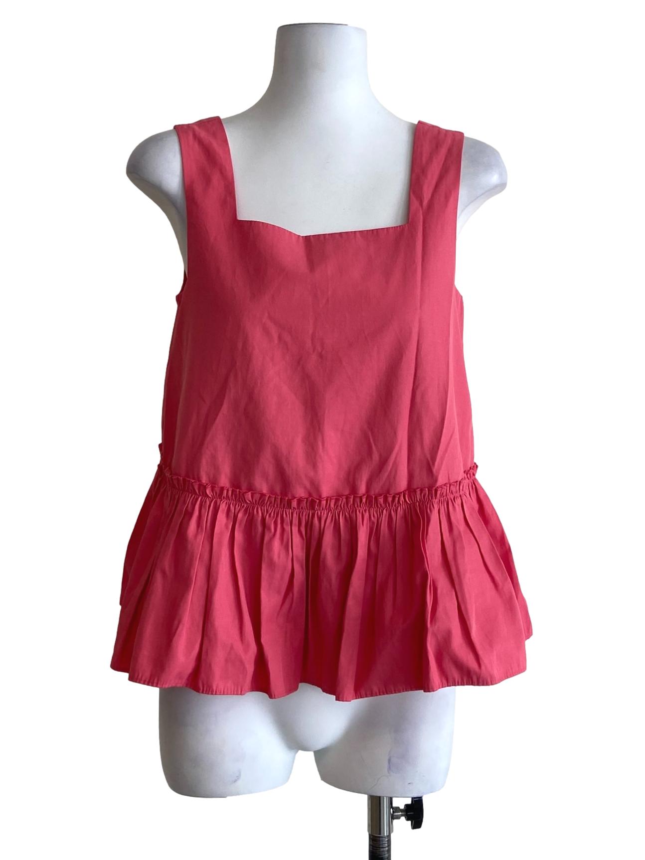 Punch Pink Sleeveless Peplum Top
