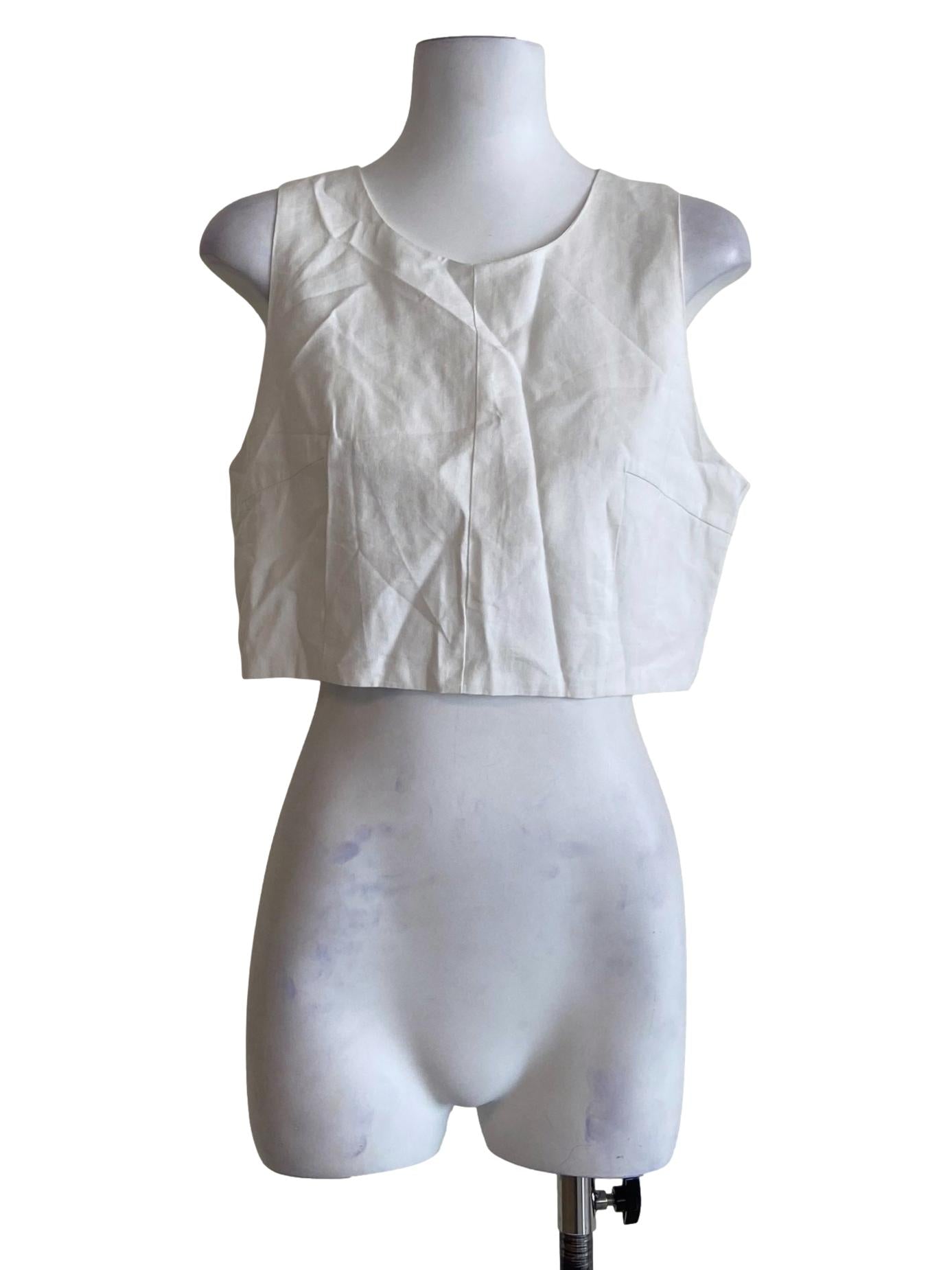 White Sleeveless Crop Top