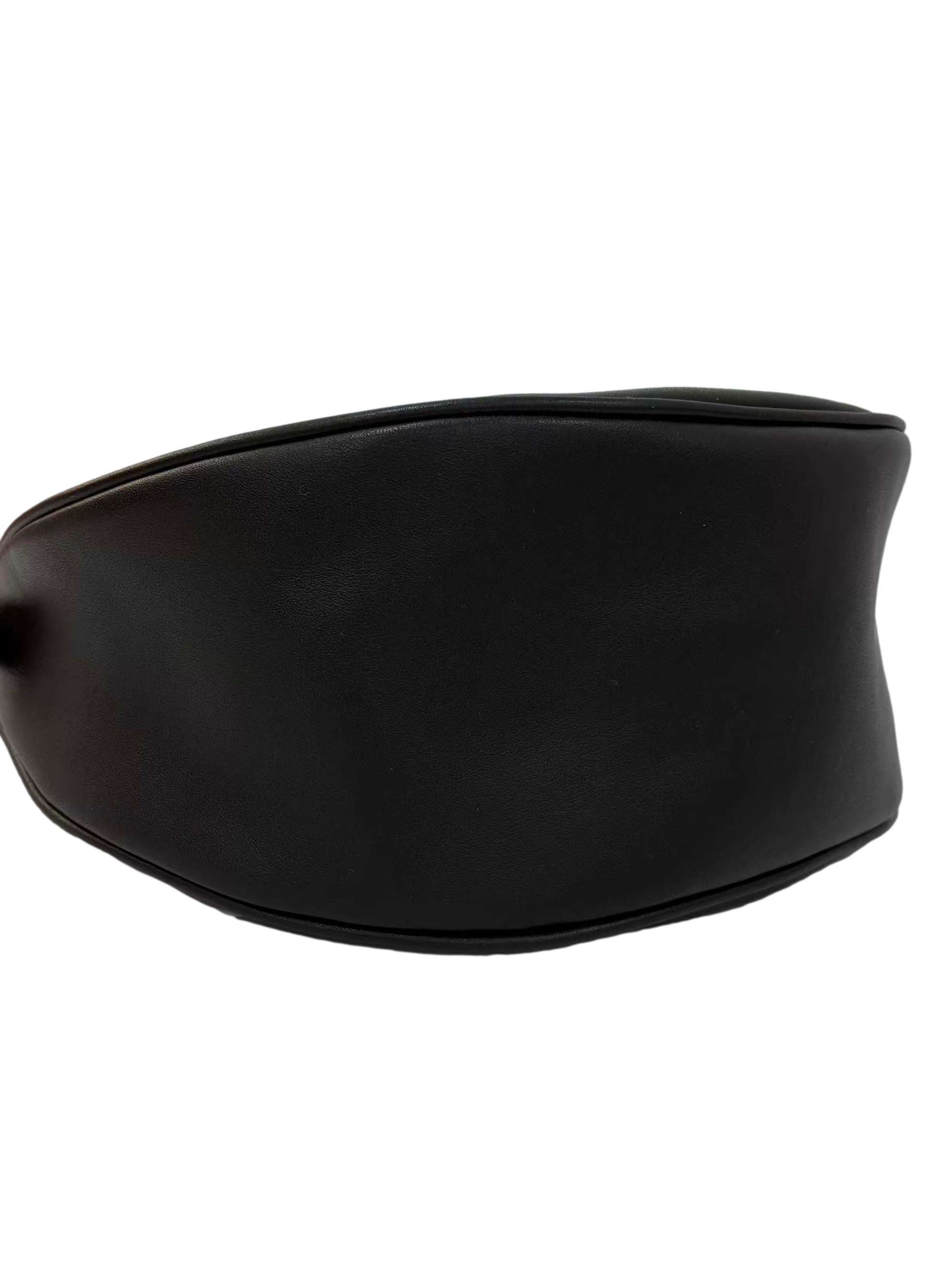 Black Leather Crescent Moon Shoulder Bag CSN