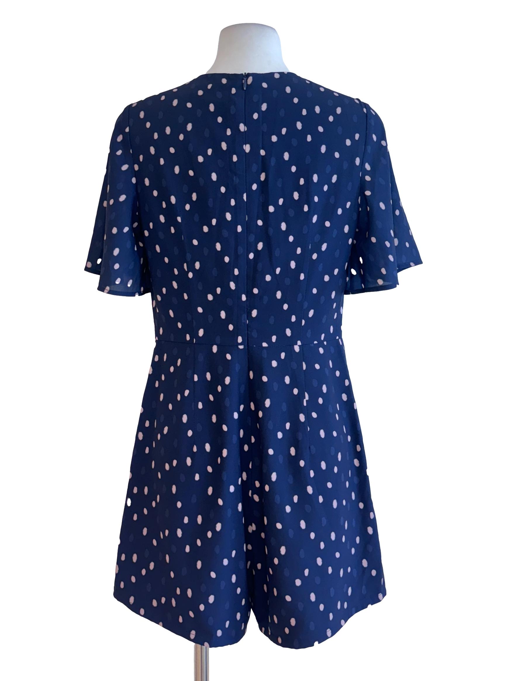 Navy Blue Polkadots Rompers