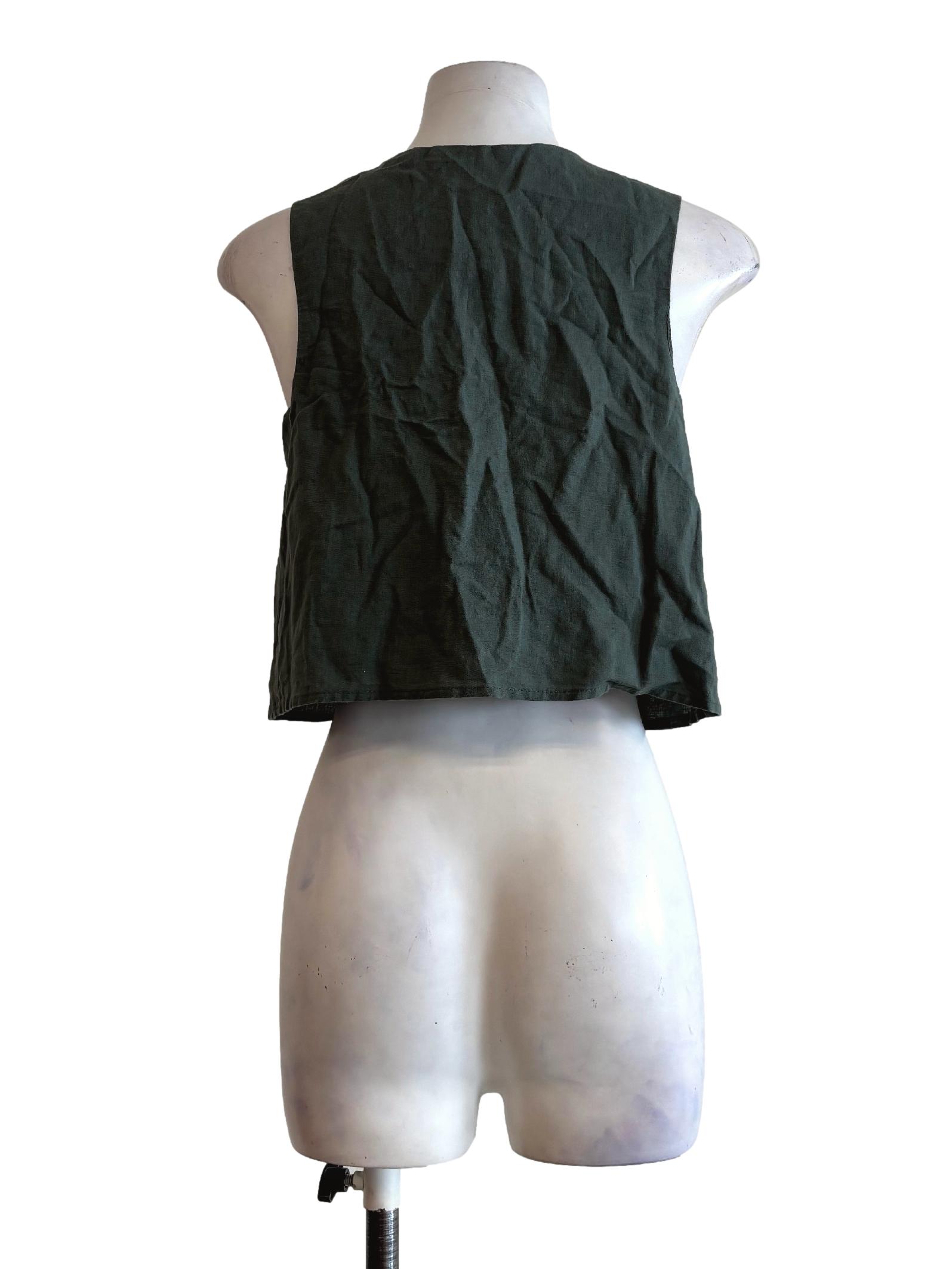 Hunter Green Sleeveless Linen Top