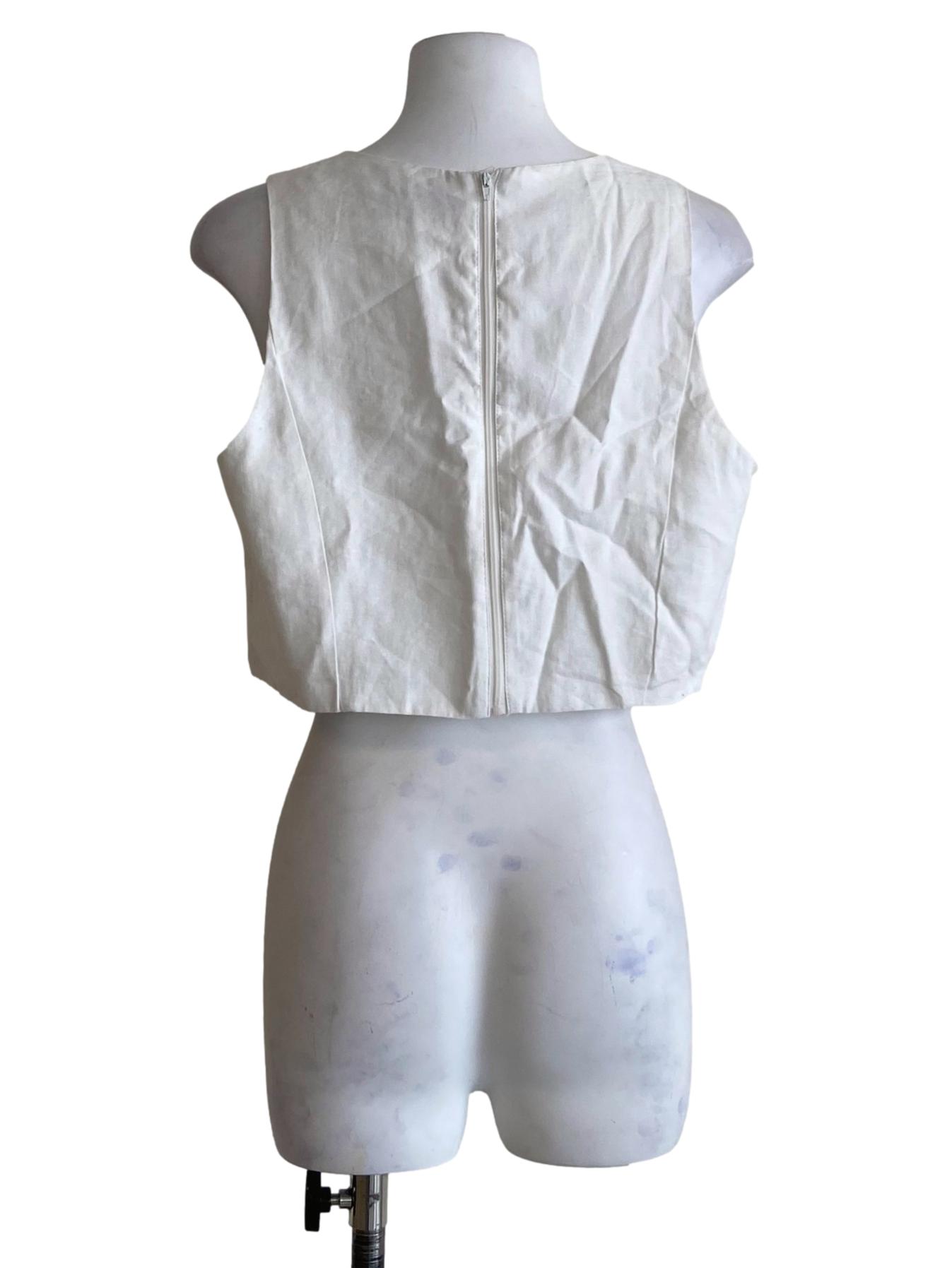 White Sleeveless Crop Top