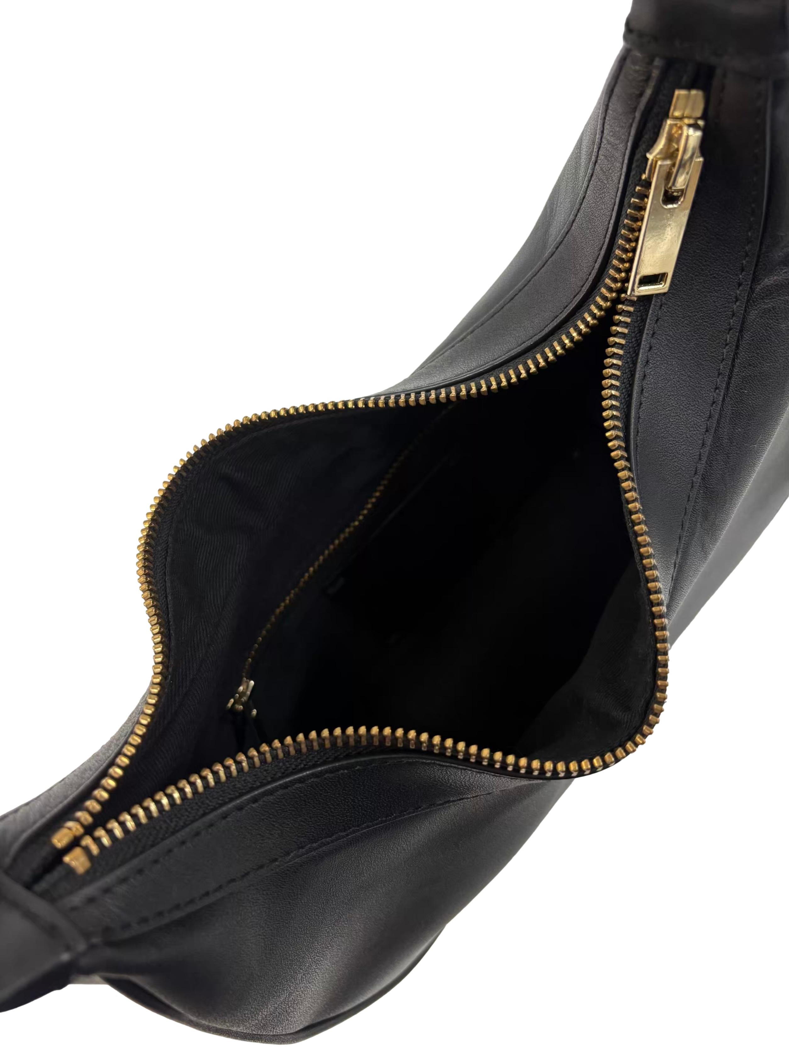 Black Leather Crescent Moon Shoulder Bag CSN