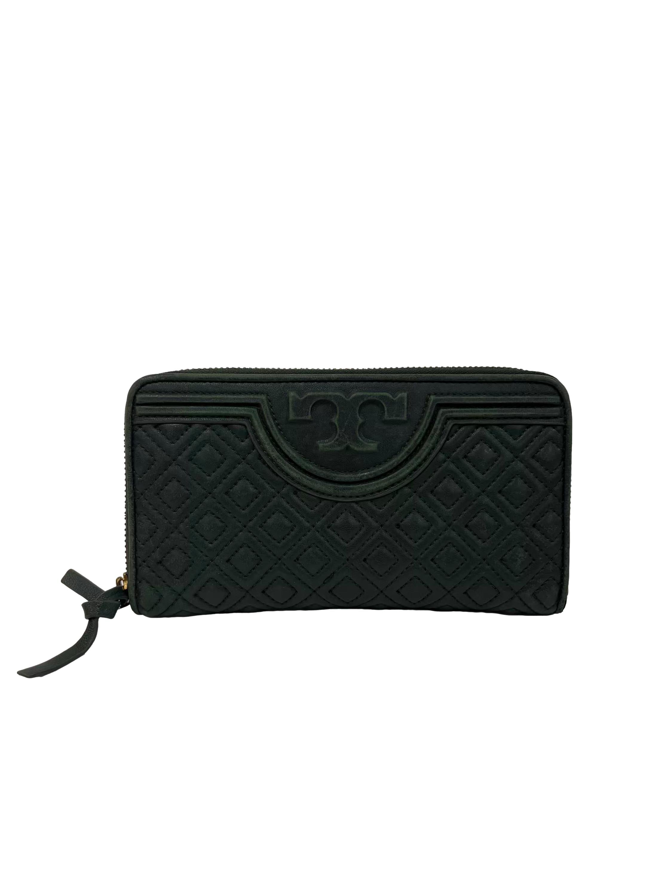Green Leather Fleming Zip Continental Long Wallet CSN