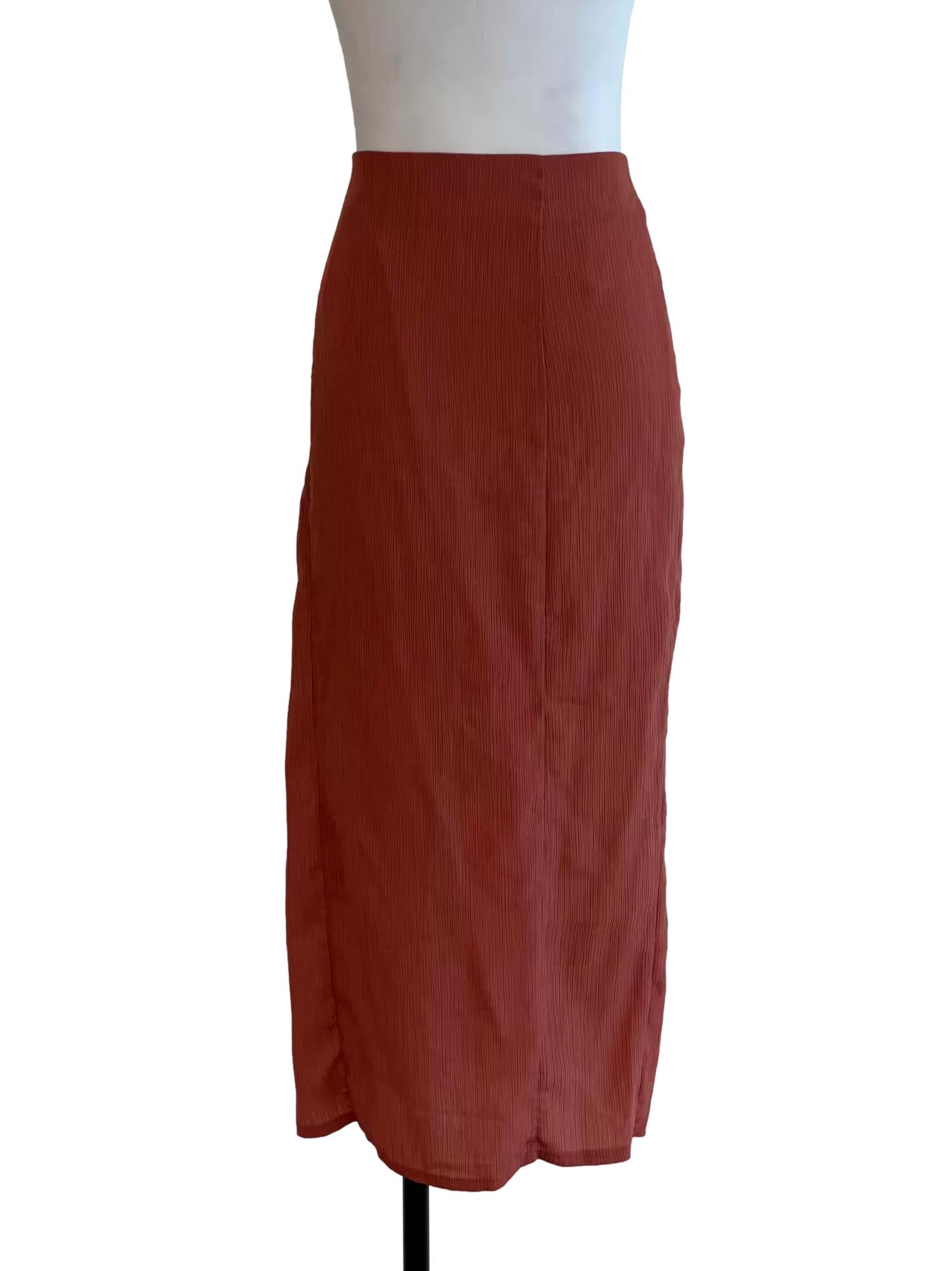 Tangelo Orange Midi Slit Skirt