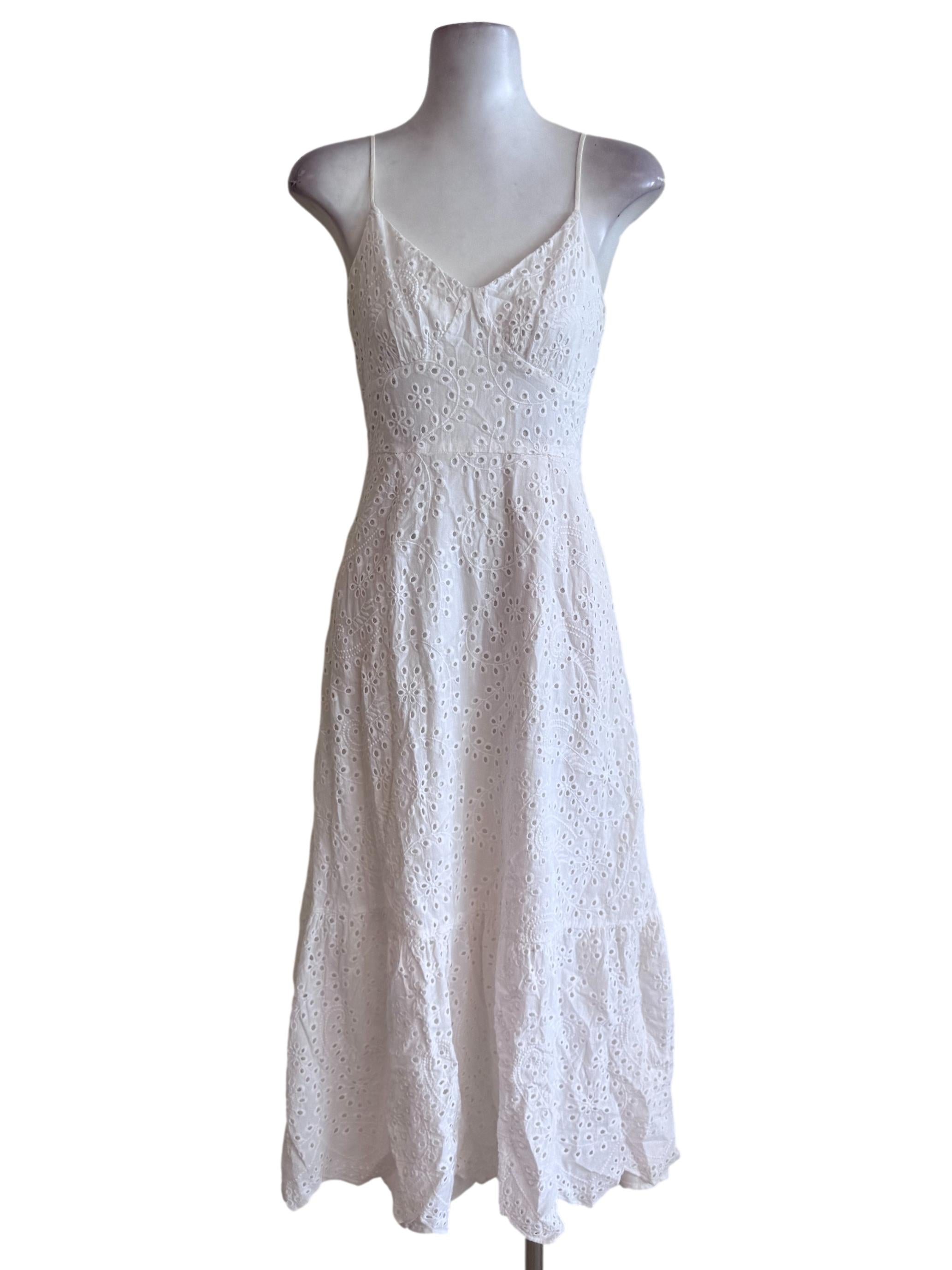 Daisy White Lace V Neck Sleeveless Dress LB
