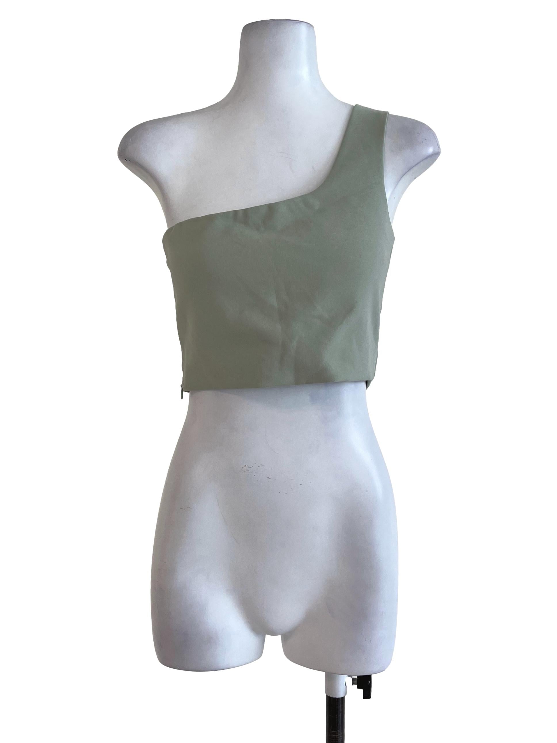 Love Bonito Olive Plain Crop Top | REFASH