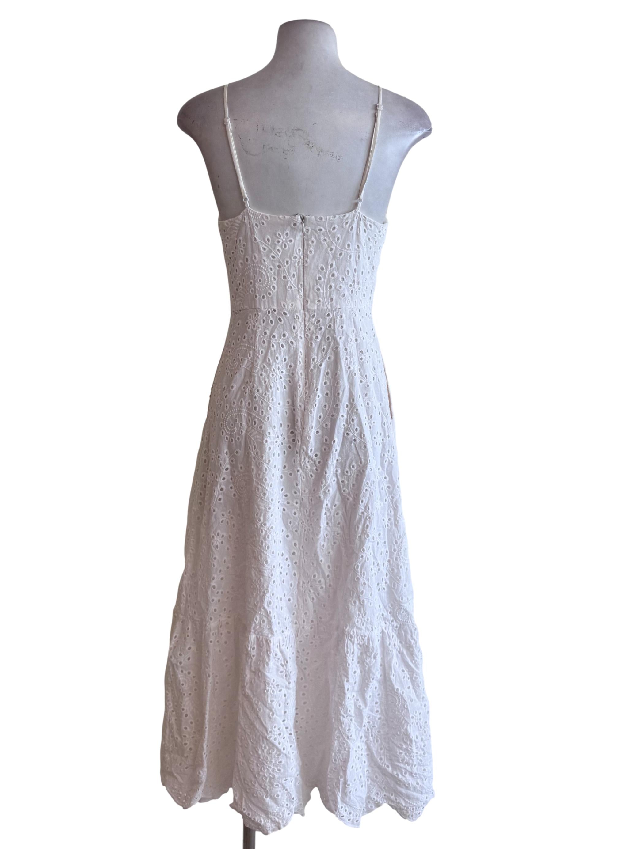 Daisy White Lace V Neck Sleeveless Dress LB