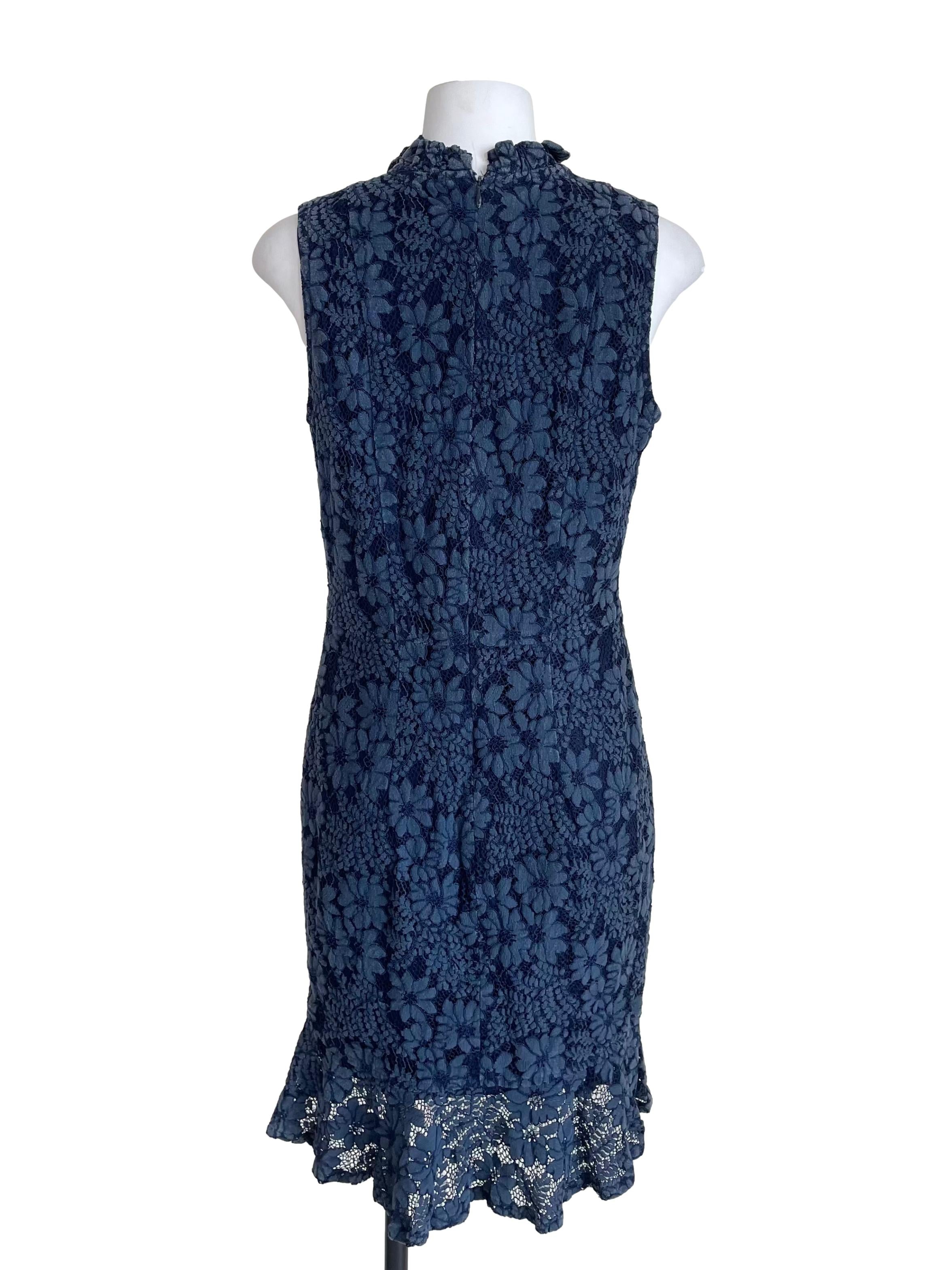 Denim Blue Floral Chocker Dress