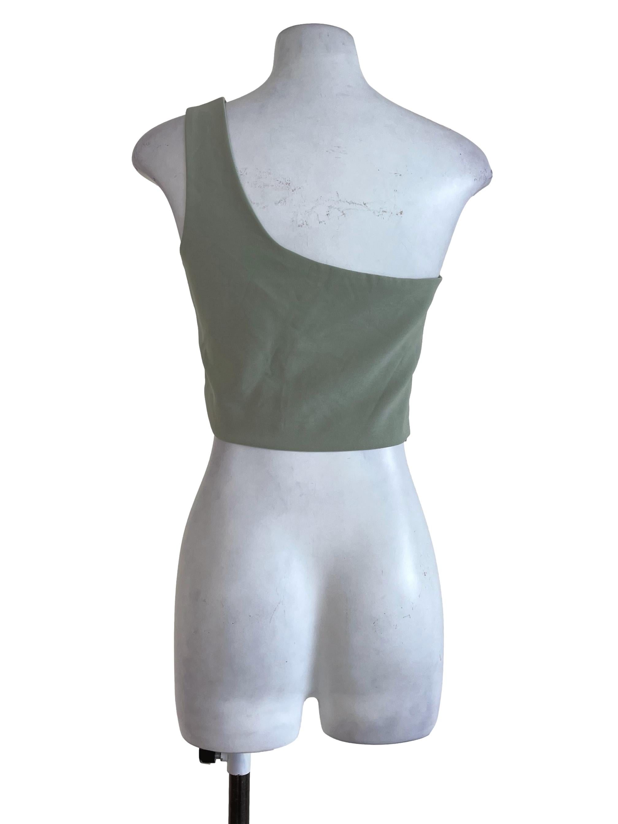 Love Bonito Olive Plain Crop Top | REFASH