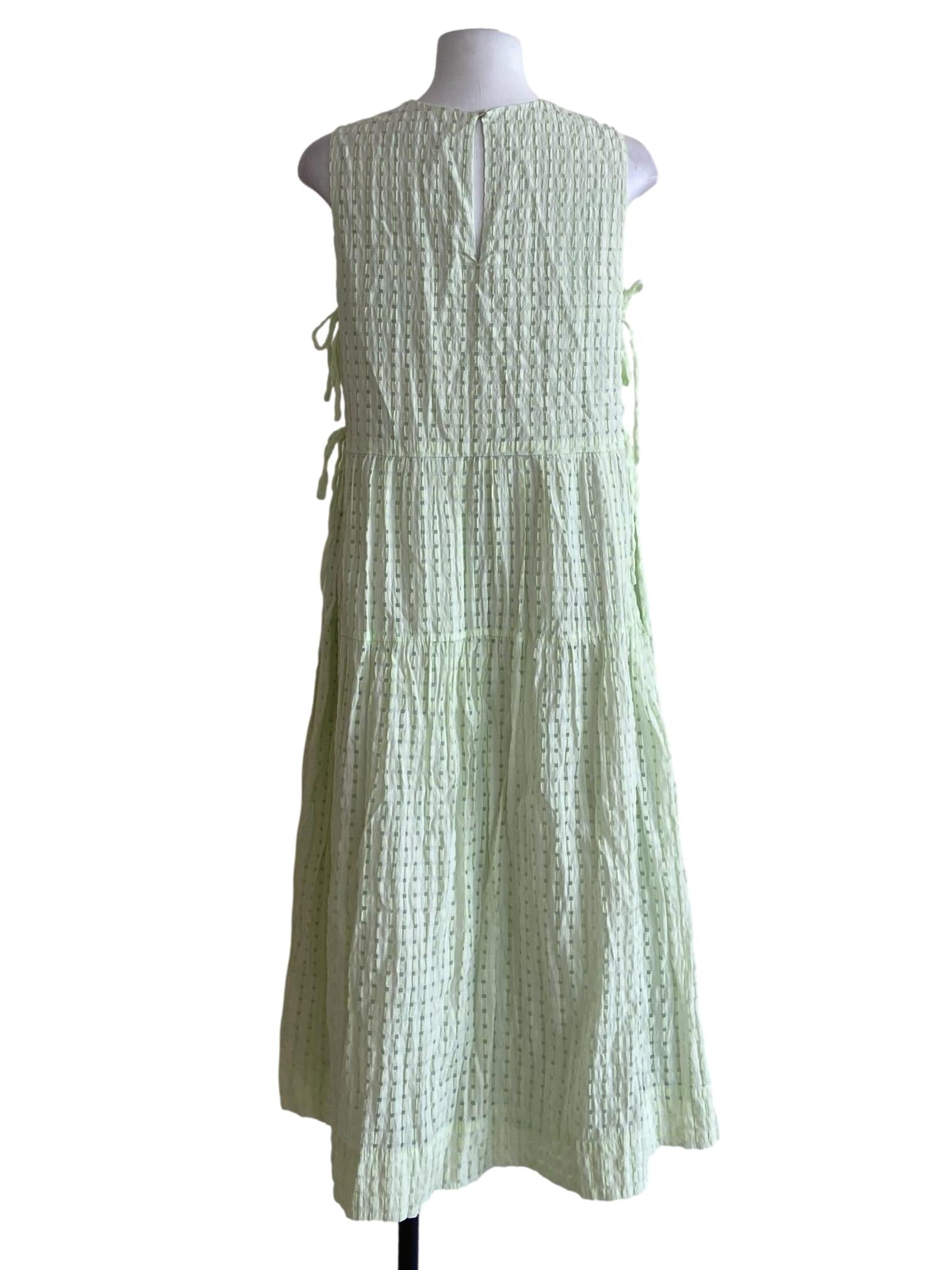 Lime Green Plaid Sleeveless Layered Dress