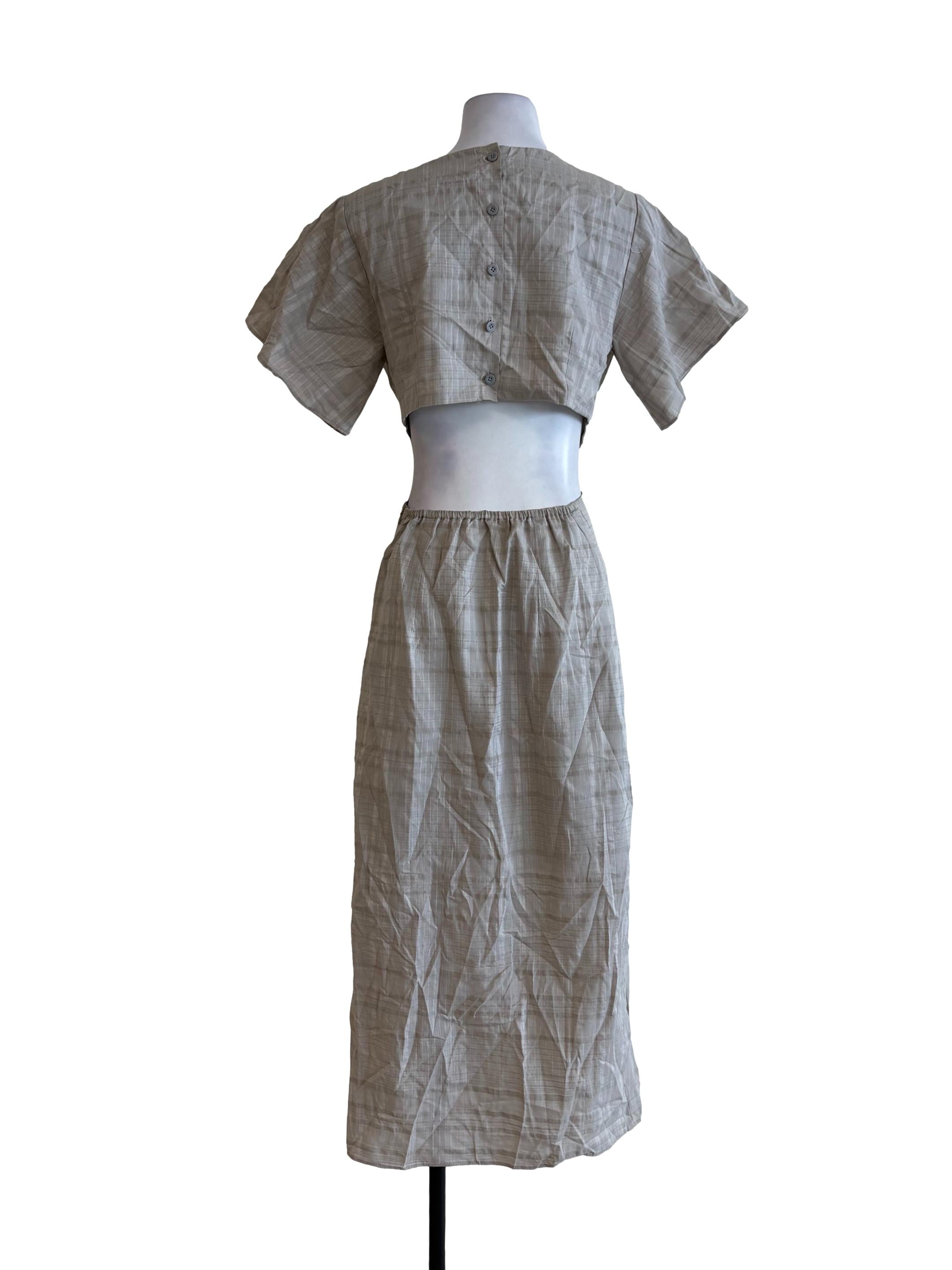 Fossil Grey Front Knot Cutout Dress