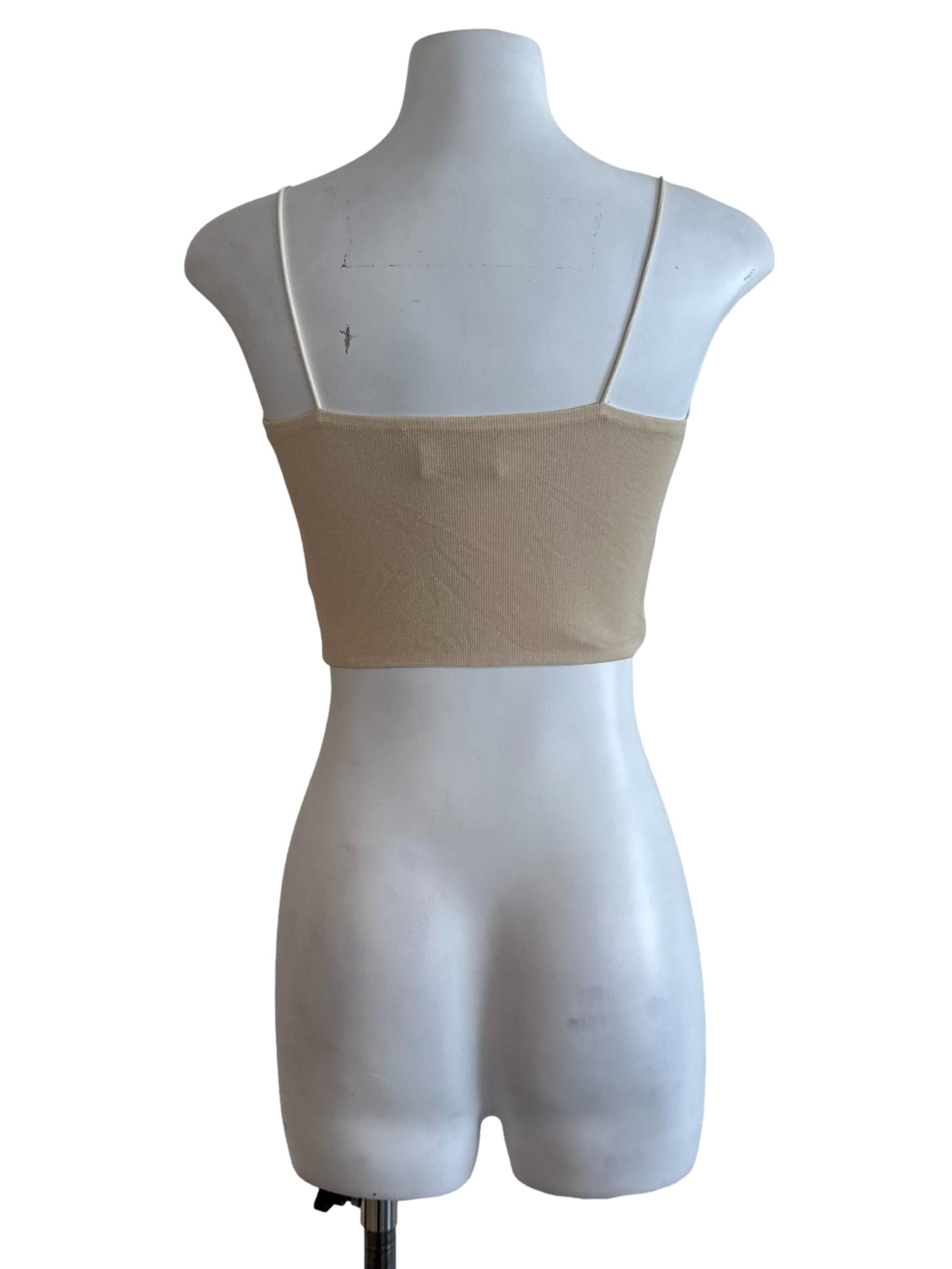 Khaki Beige Square Neck Crop Top