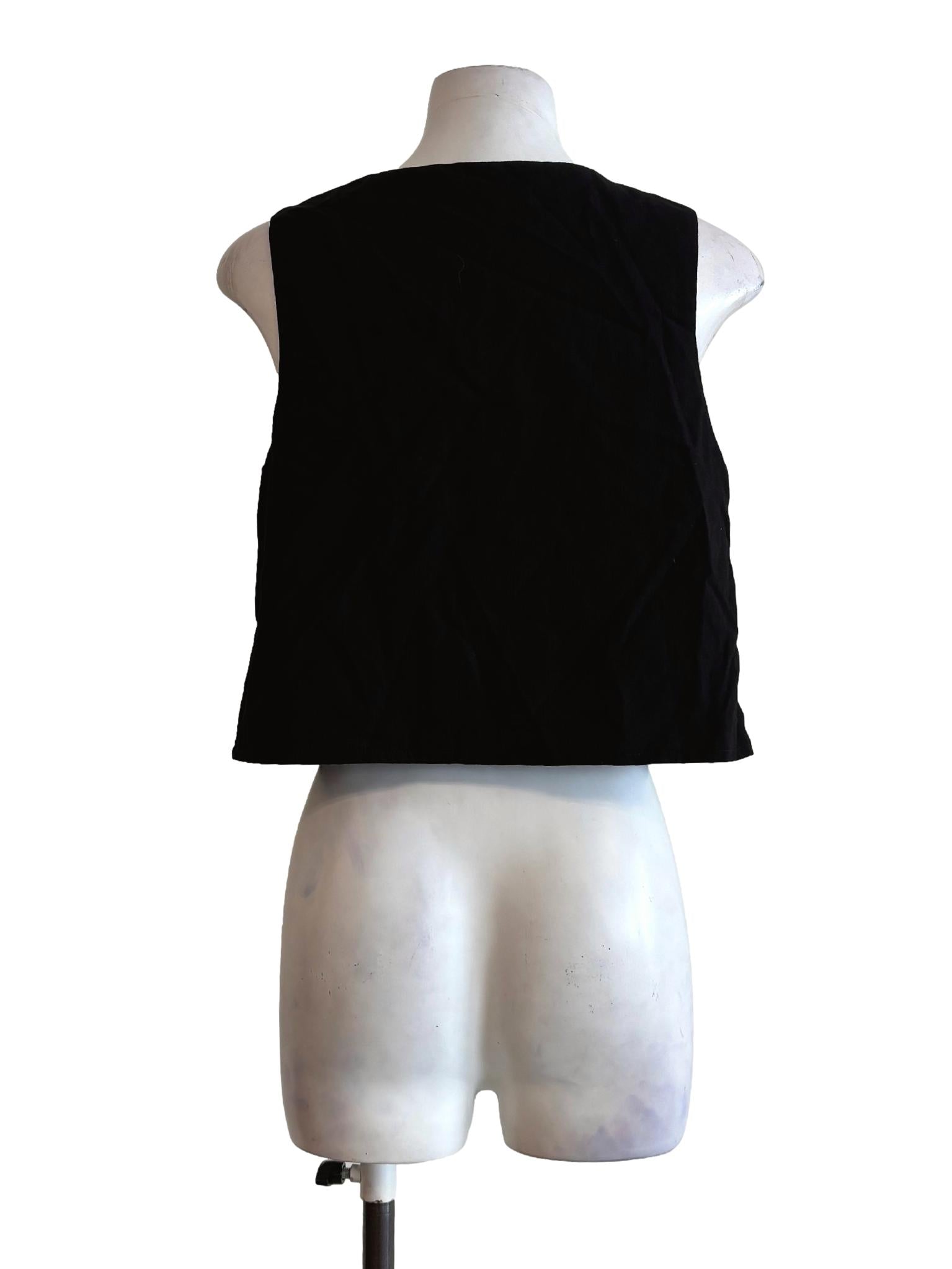Soft Black Square Neck Sleeveless Cotton Top
