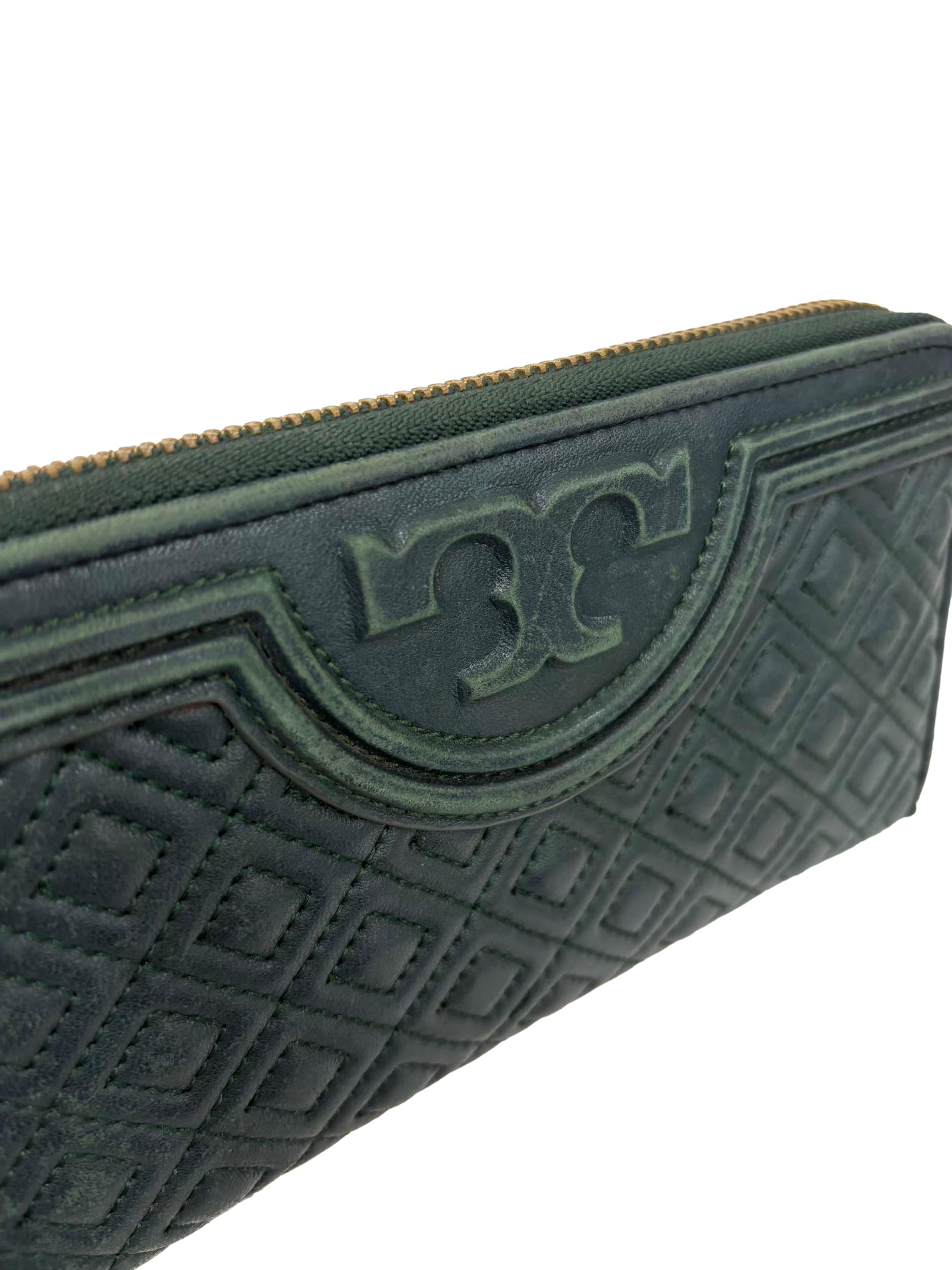 Green Leather Fleming Zip Continental Long Wallet CSN
