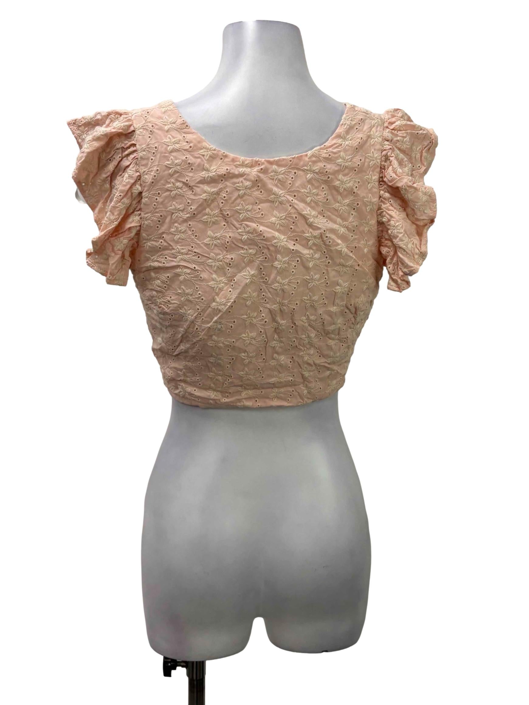 Light Pink Ruffle Floral Eyelet Top