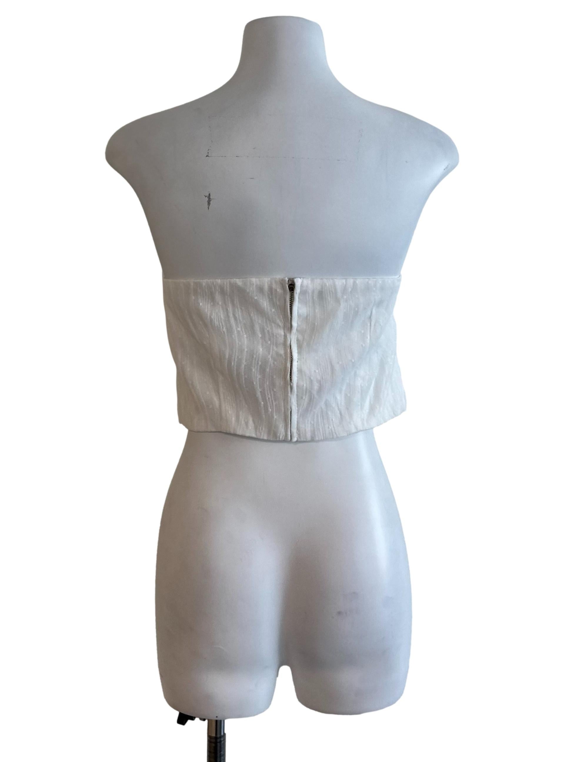 Snow White Textured Ruffle Tube Top