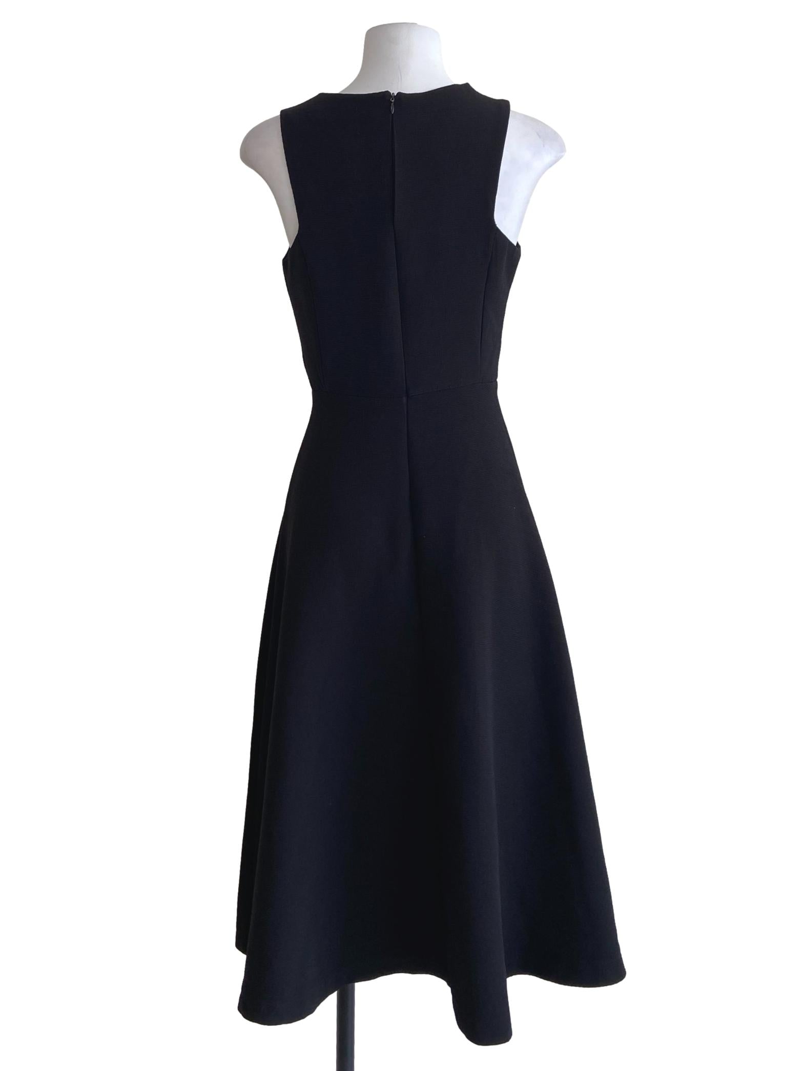 Black Twill Sleeveless A-Line Dress