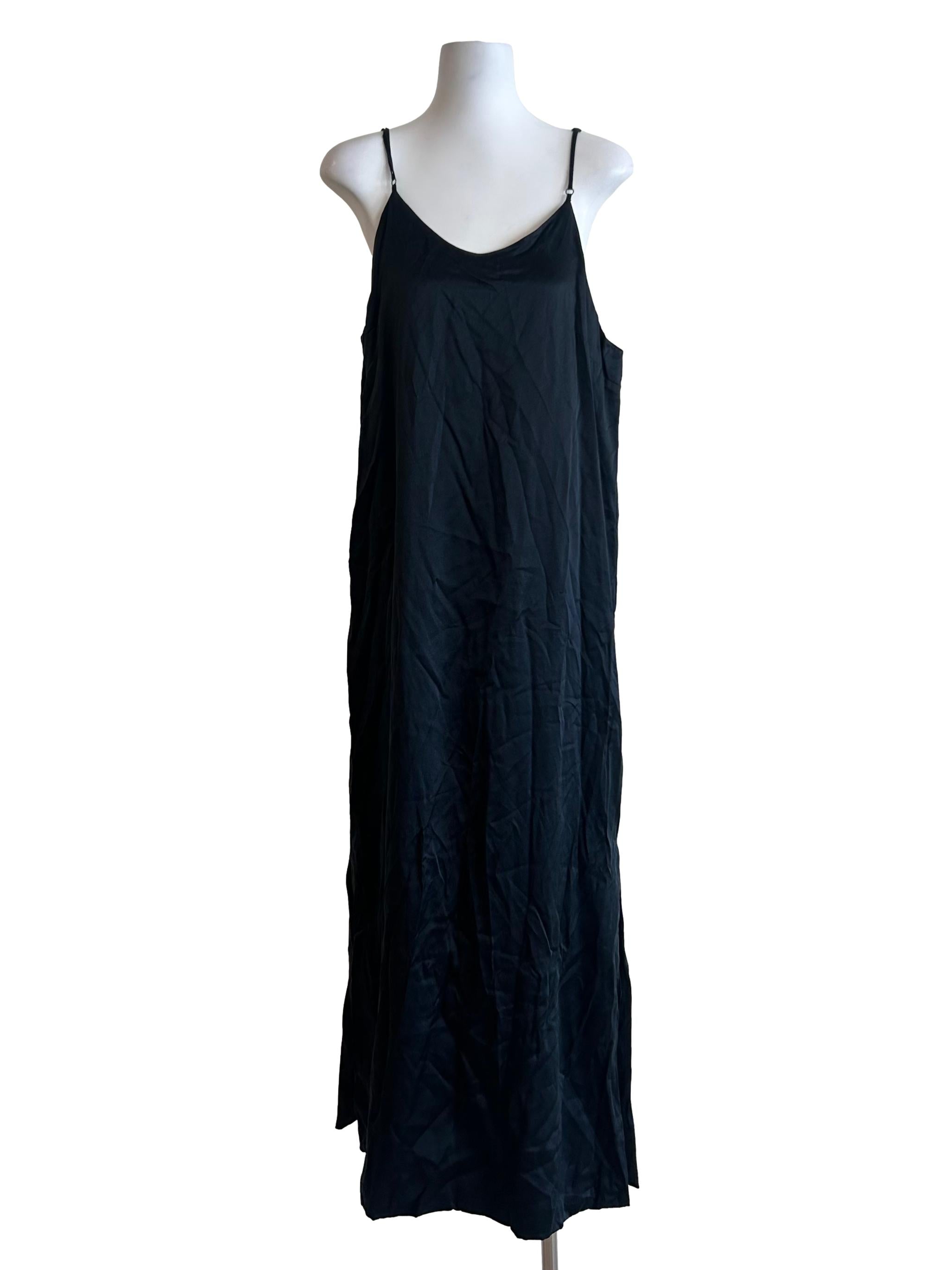 Calabar Silk Slip Dress -  Black CSN