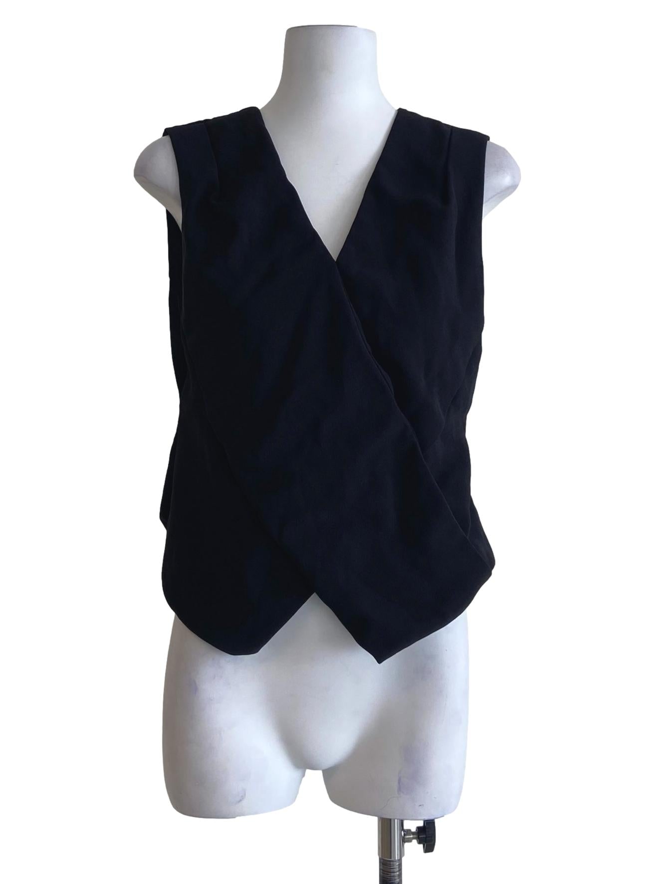 Black Sleeveless V-Neck Top