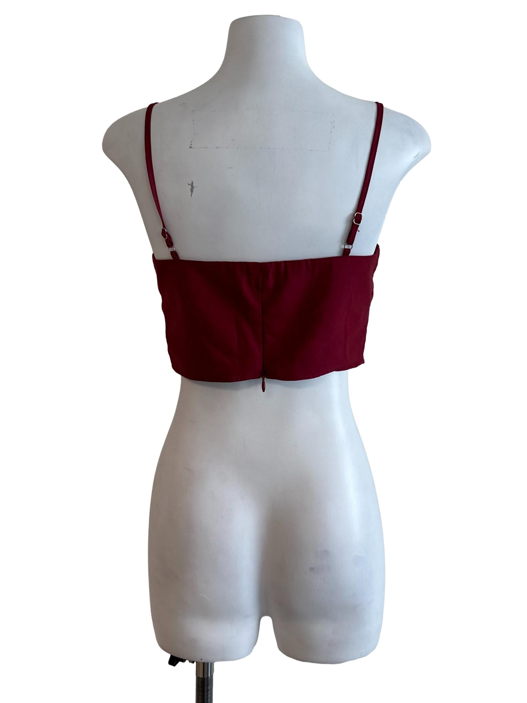 Maroon Red Spaghetti Strap Crop Top