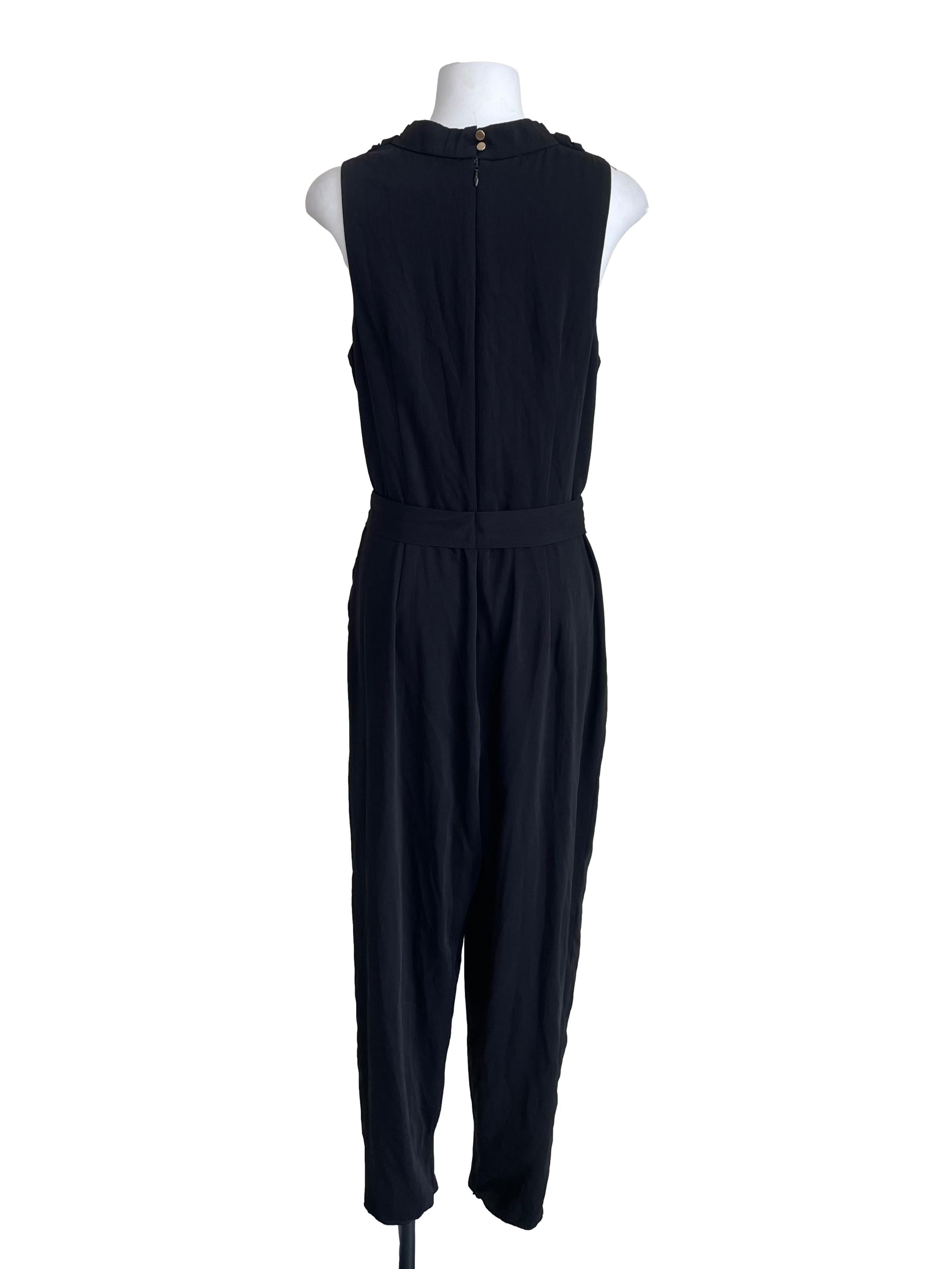 Black Draped Sleeveless Jumpsuit