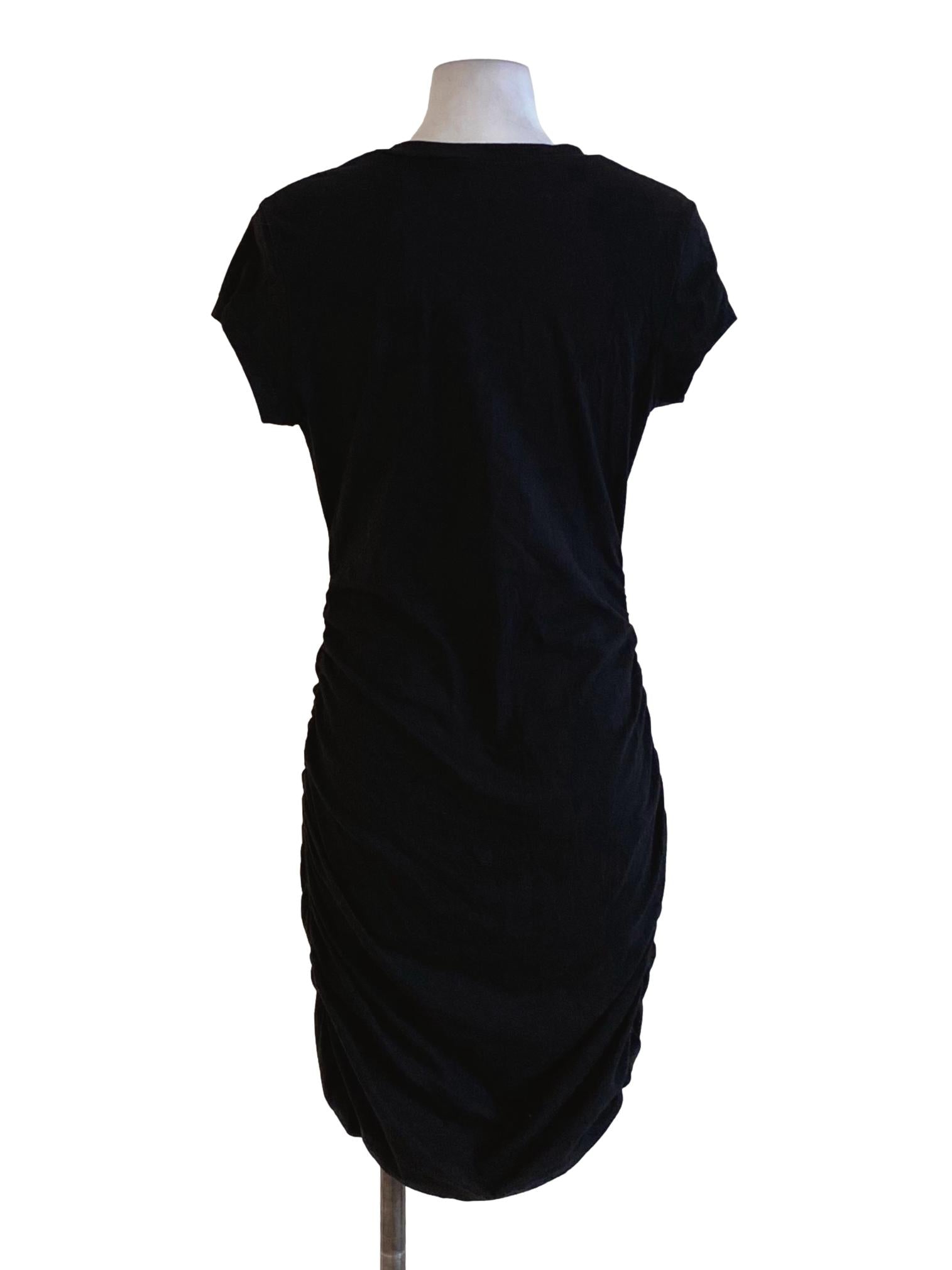True Black Scoop Neck Wrap Bodycon Shirt Dress