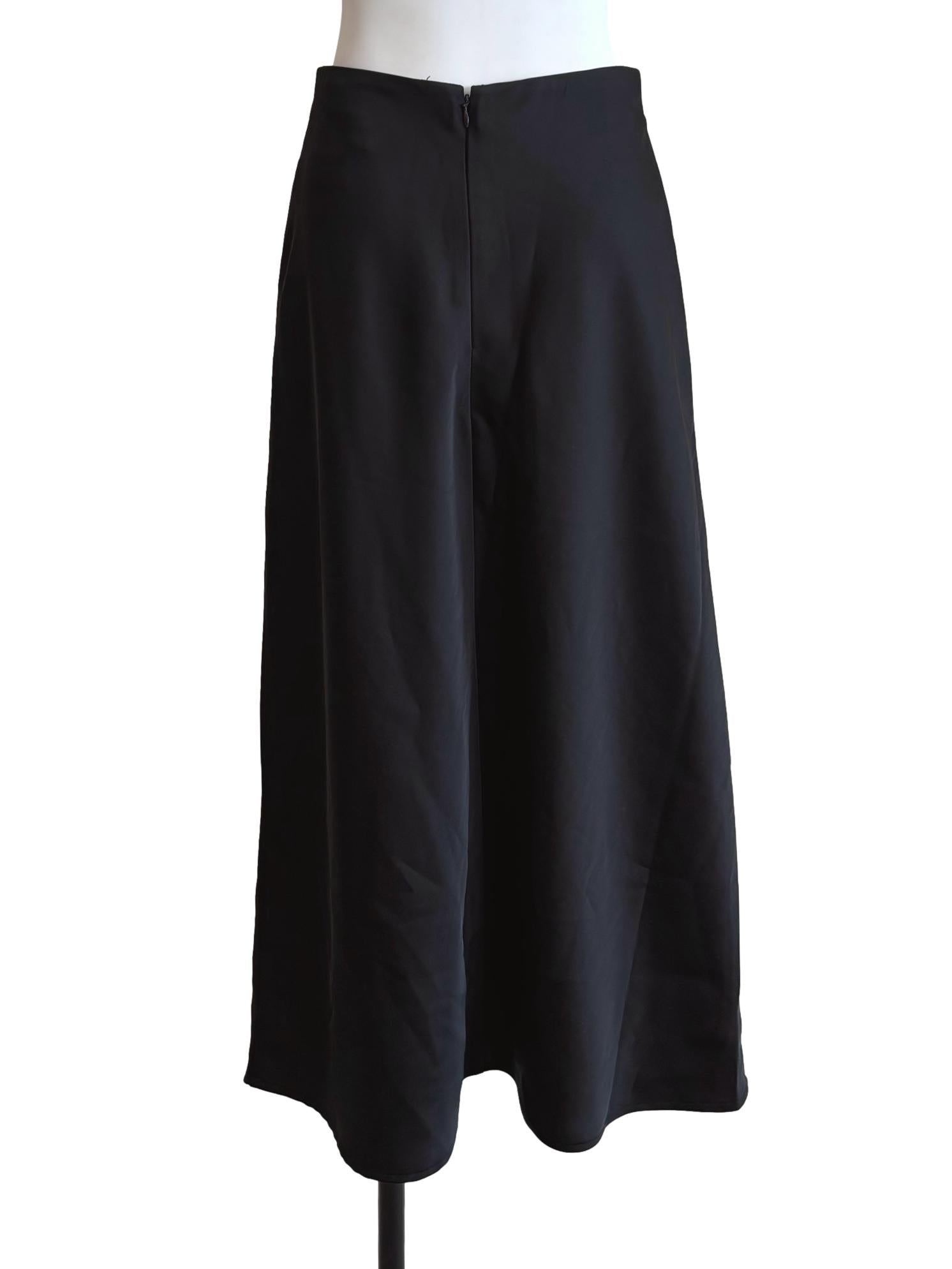 Onyx Black Midi Satin Skirt LB