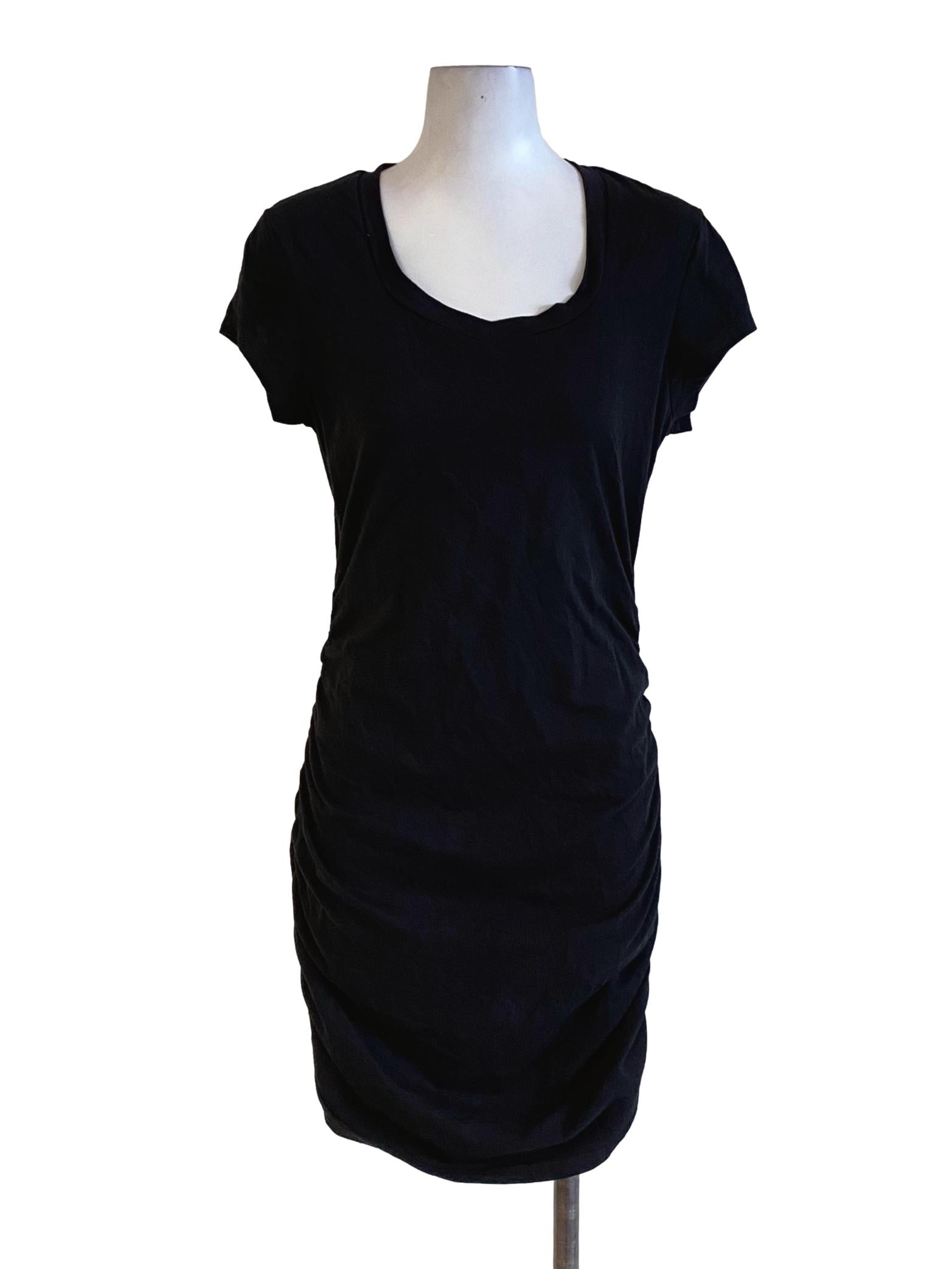 True Black Scoop Neck Wrap Bodycon Shirt Dress