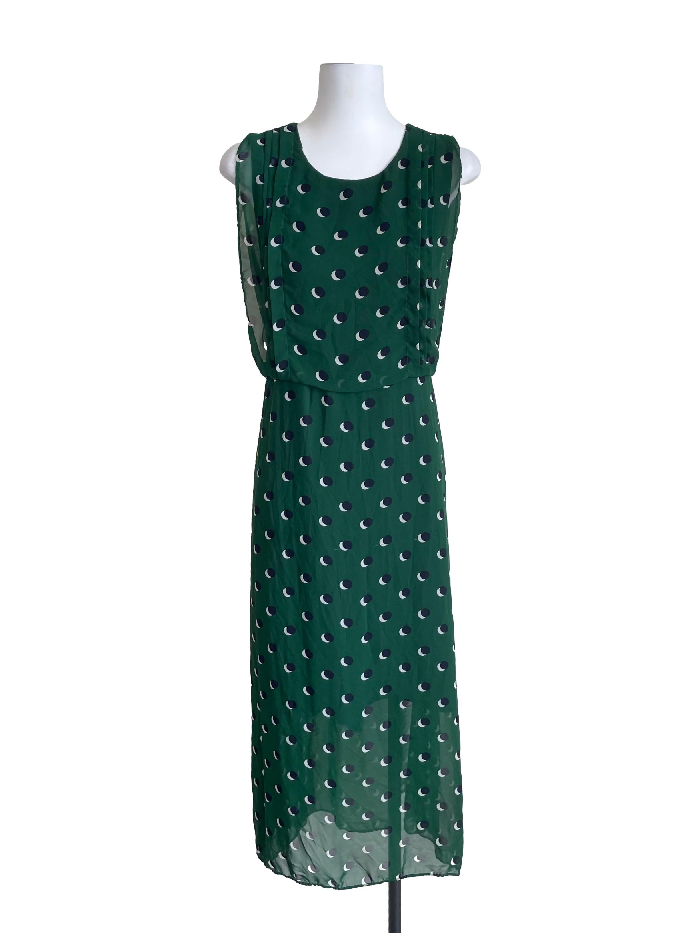 Basil Green Geo Print Blouson Dress