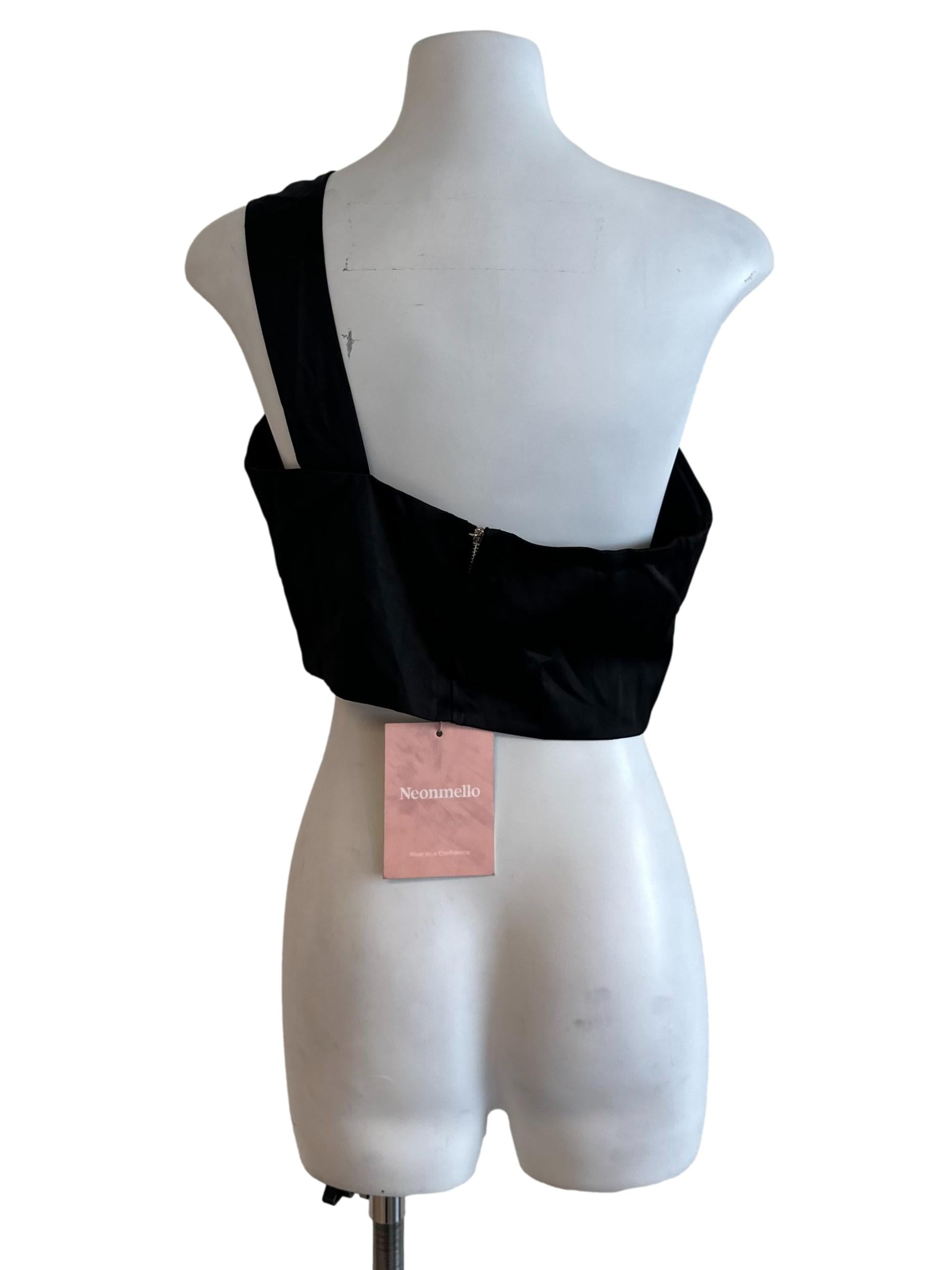 Onyx Black One Shoulder Ruched Top
