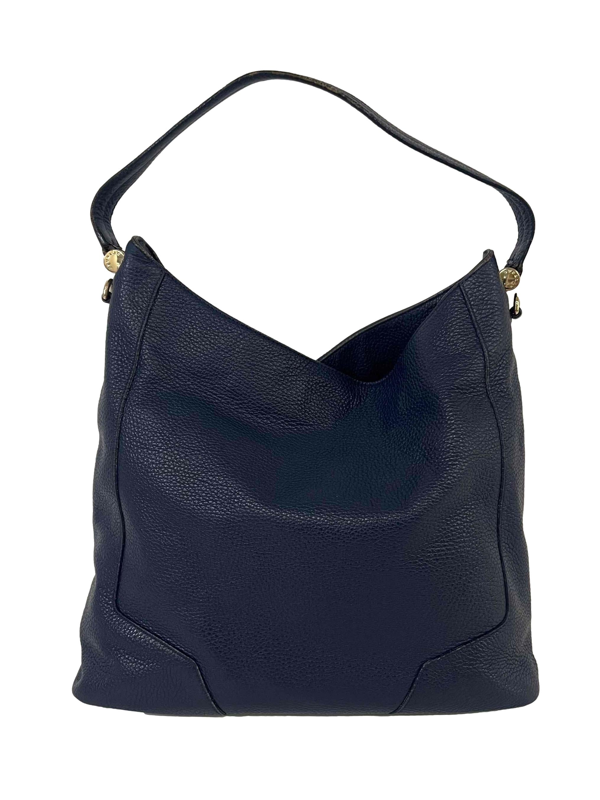Navy Leather Shoulder Bag