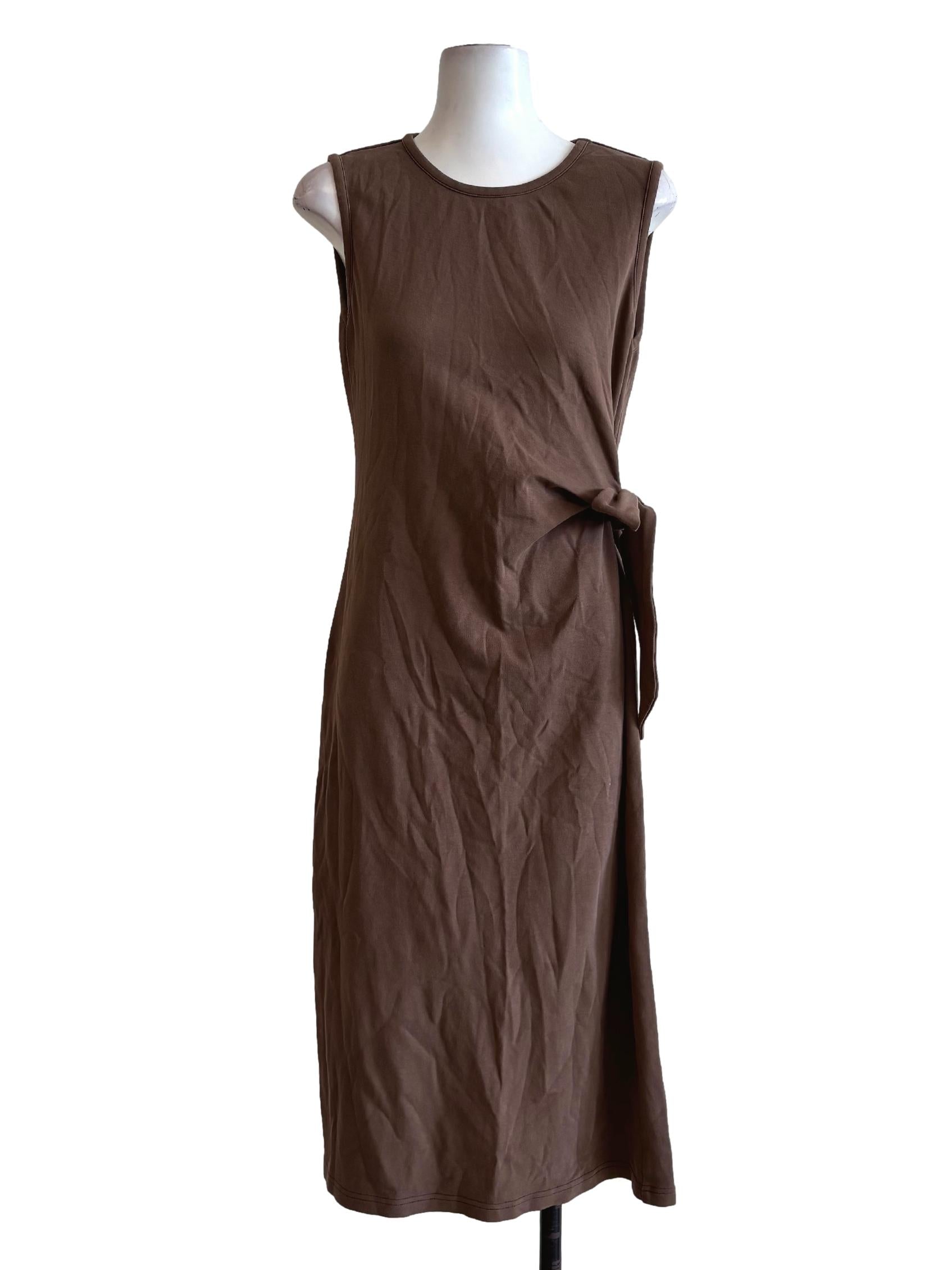 Chocolate Sleeveless Side Tie Dress