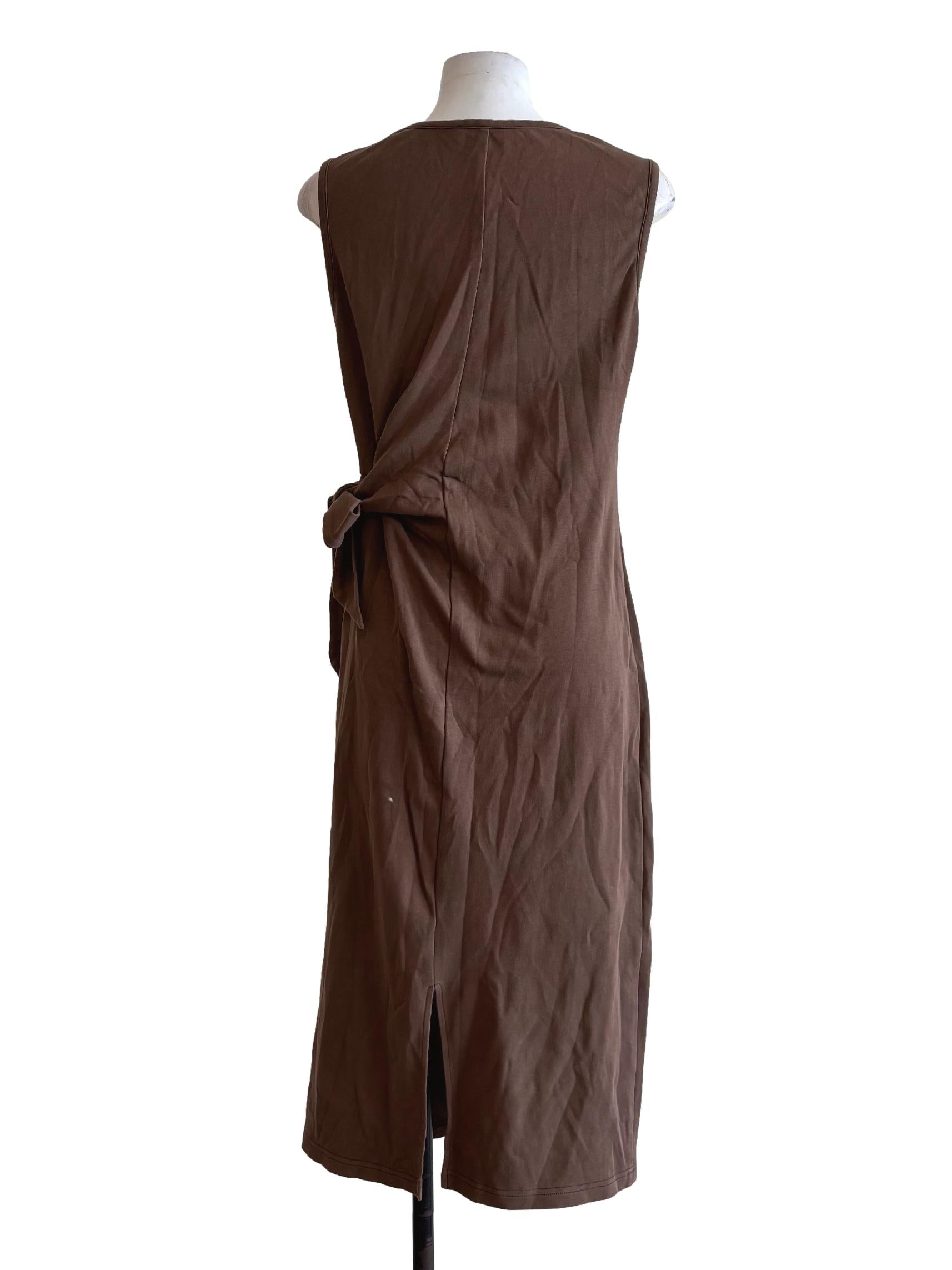 Chocolate Sleeveless Side Tie Dress