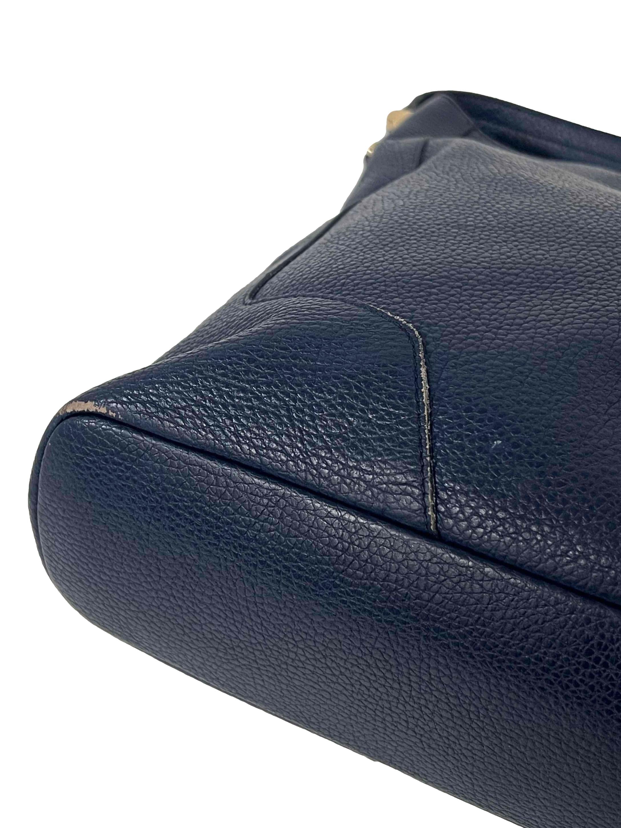 Navy Leather Shoulder Bag