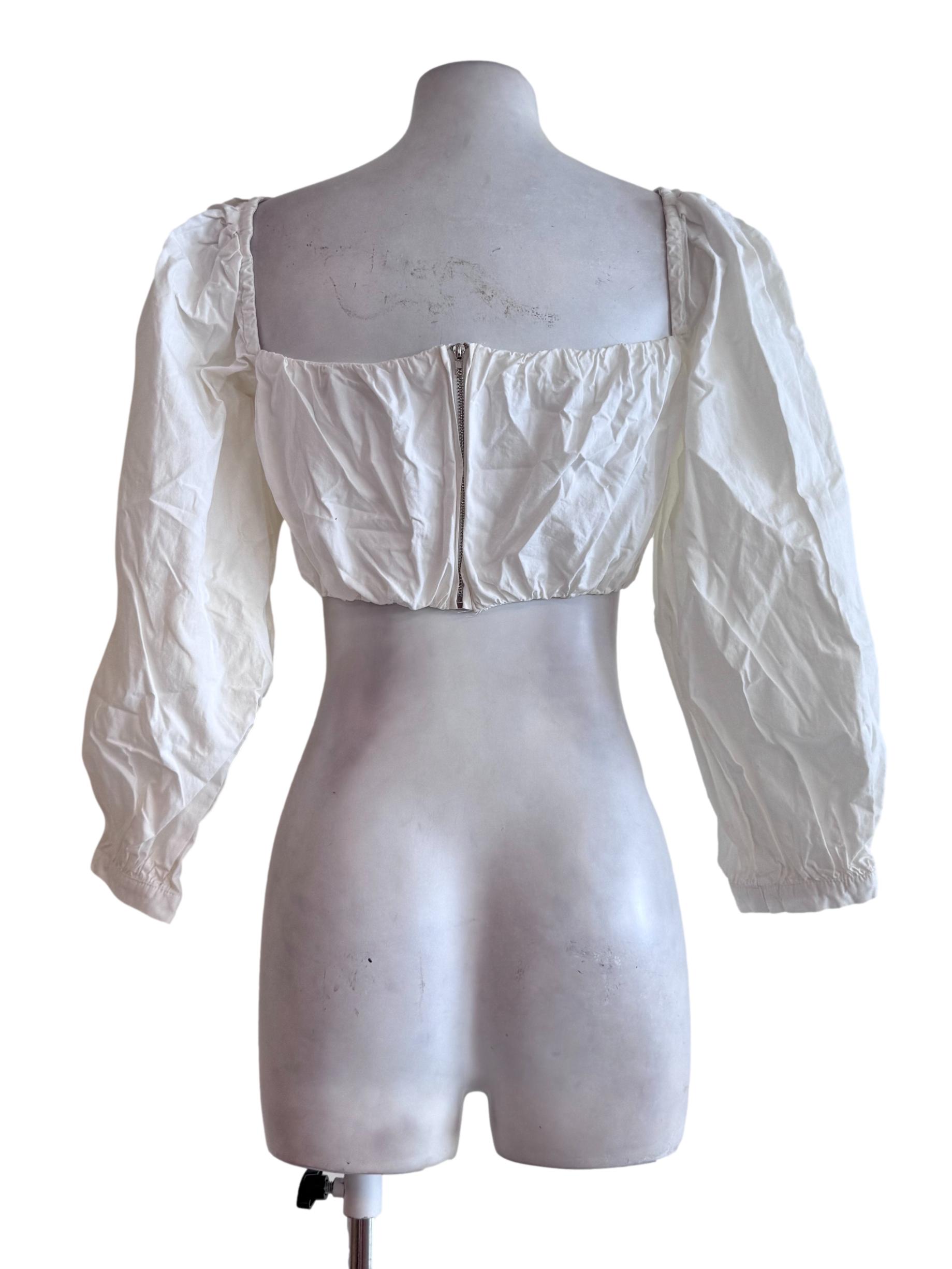White Long Sleeve Crop Top YHF