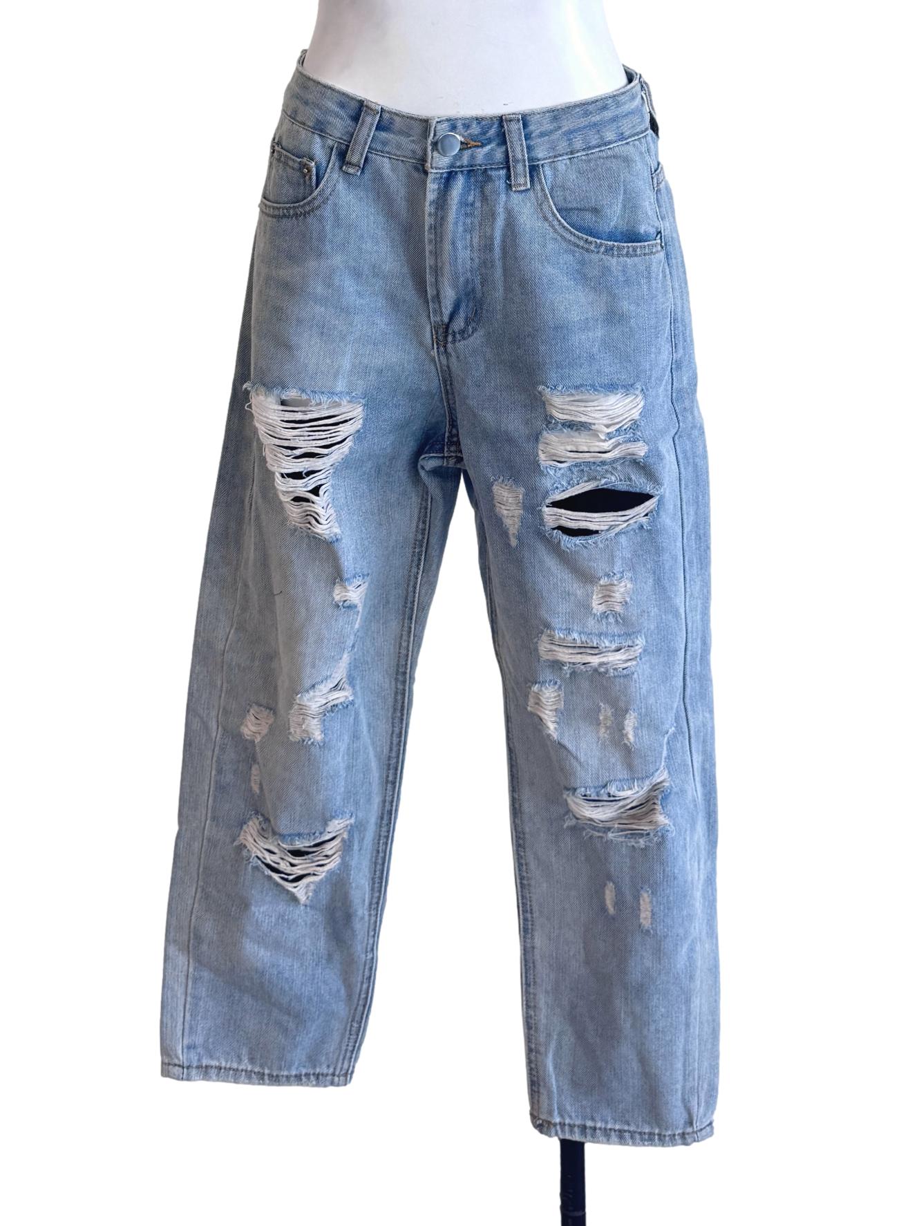 Blue Denim Ripped Jeans TTR