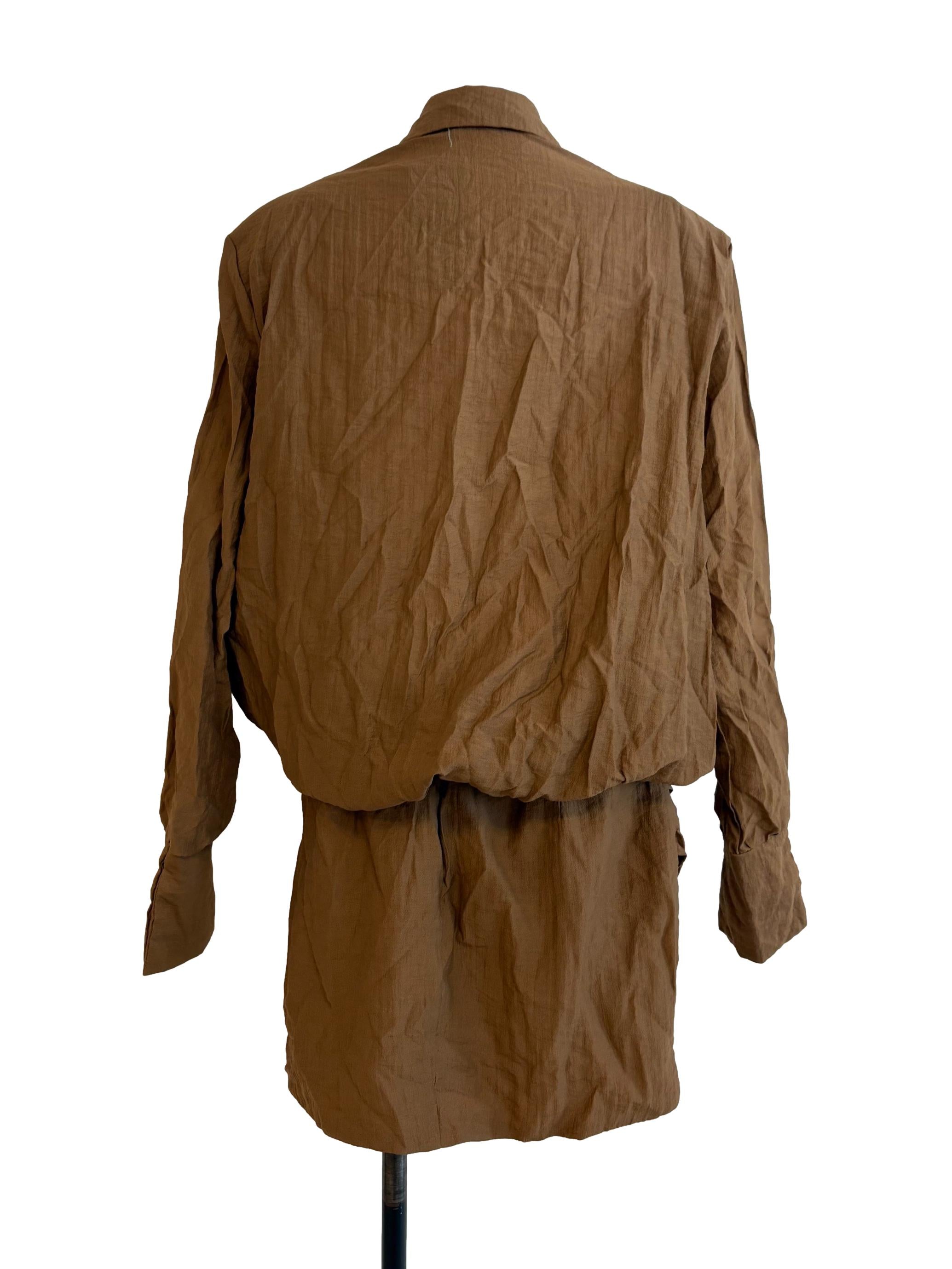 Peanut Brown Deep V Dress
