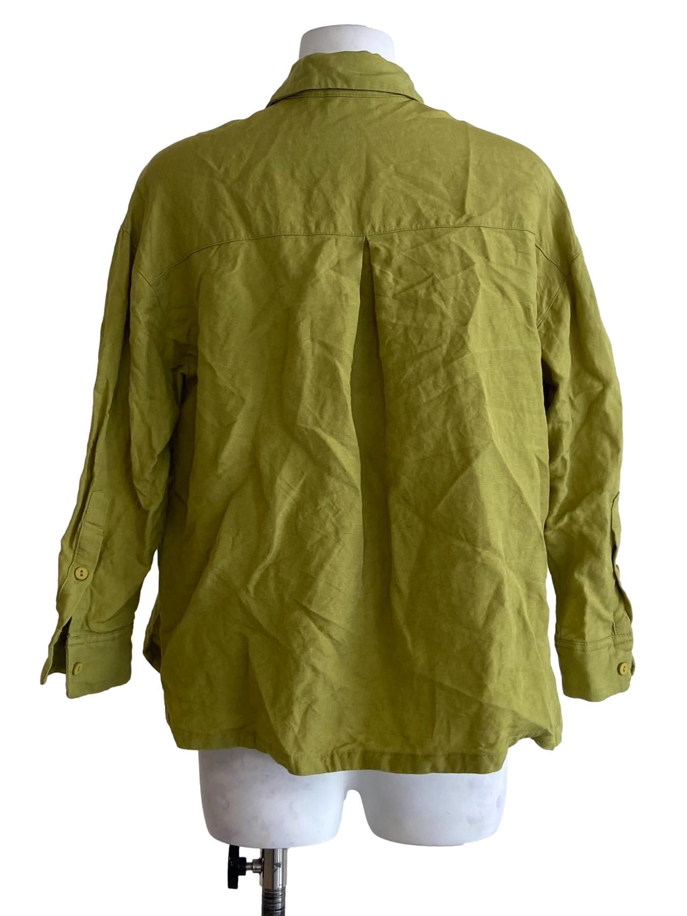 Chartreuse Green Button Down Shirt Blouse