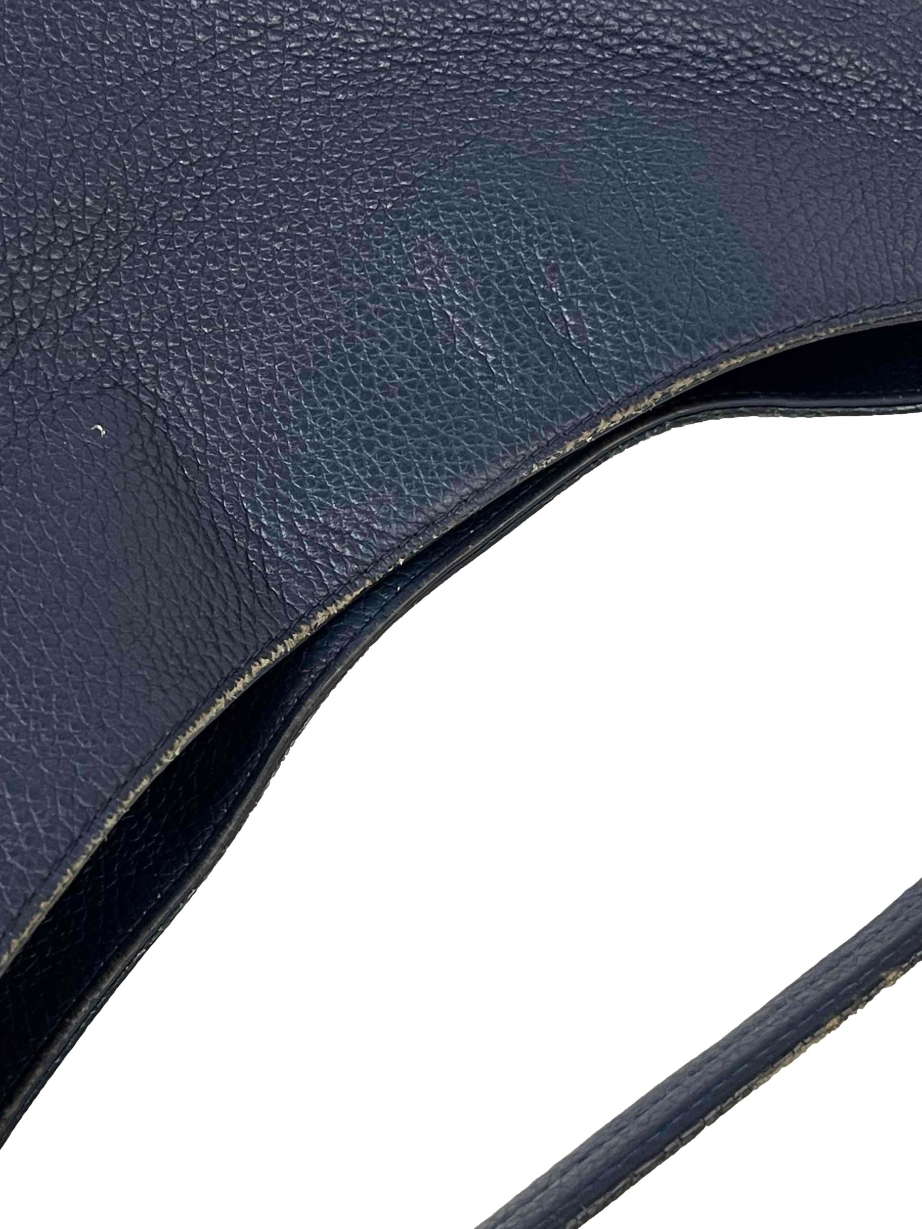 Navy Leather Shoulder Bag